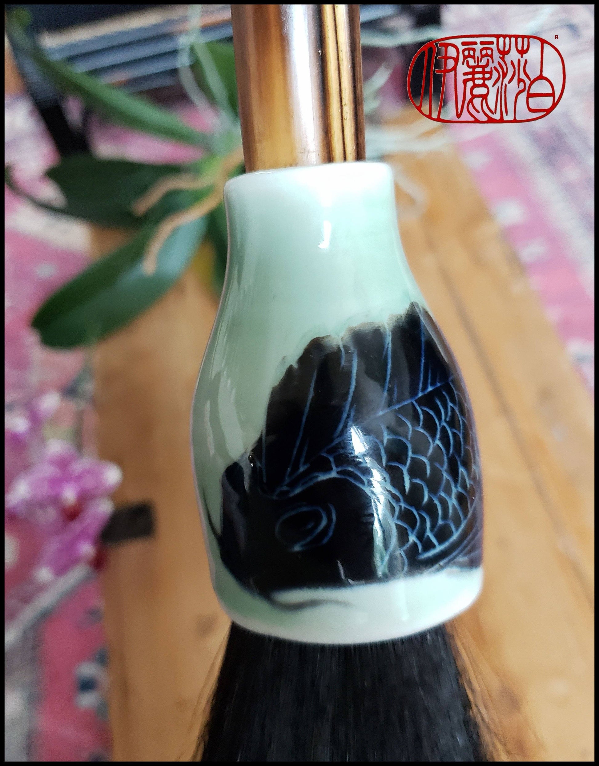 Black Horsehair Sumi-e Paint Brush With Porcelain Ferrule Art Supplies Elizabeth Schowachert Art
