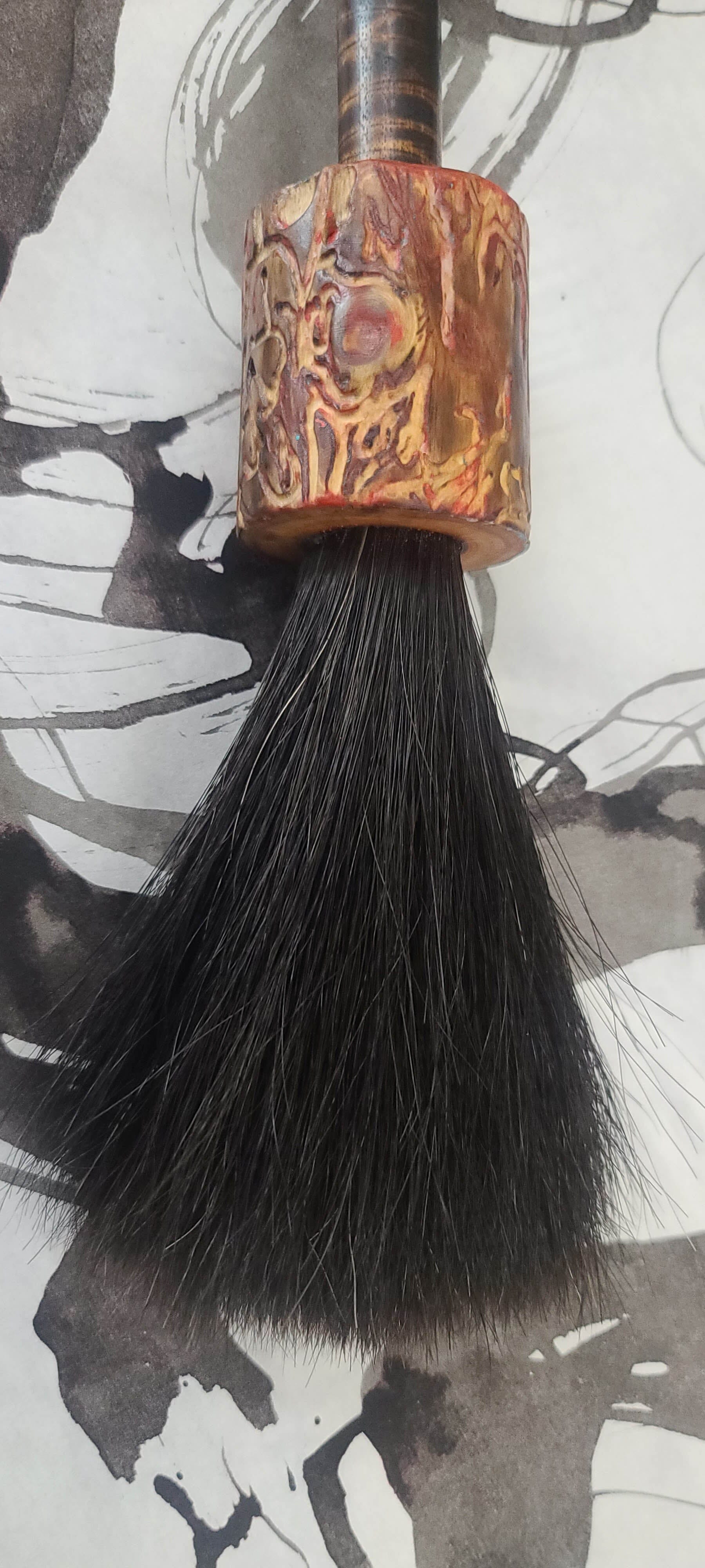 Black Horsehair Sumi-e Paint Brush With Wood Ferrule Art Supplies Elizabeth Schowachert Art