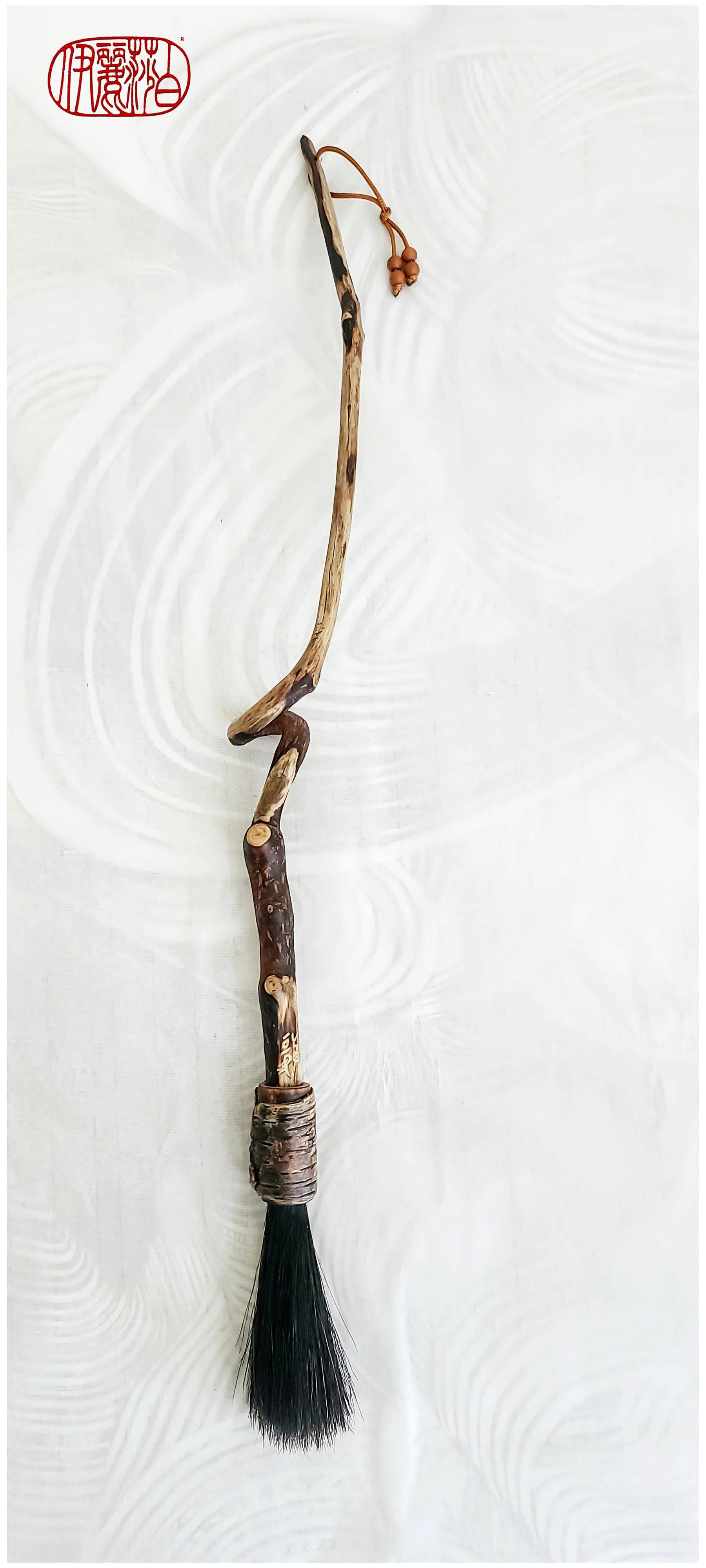 Black Horsehair Sumi-e Paintbrush with Driftwood Handle #PB204 Art Supplies Elizabeth Schowachert Art