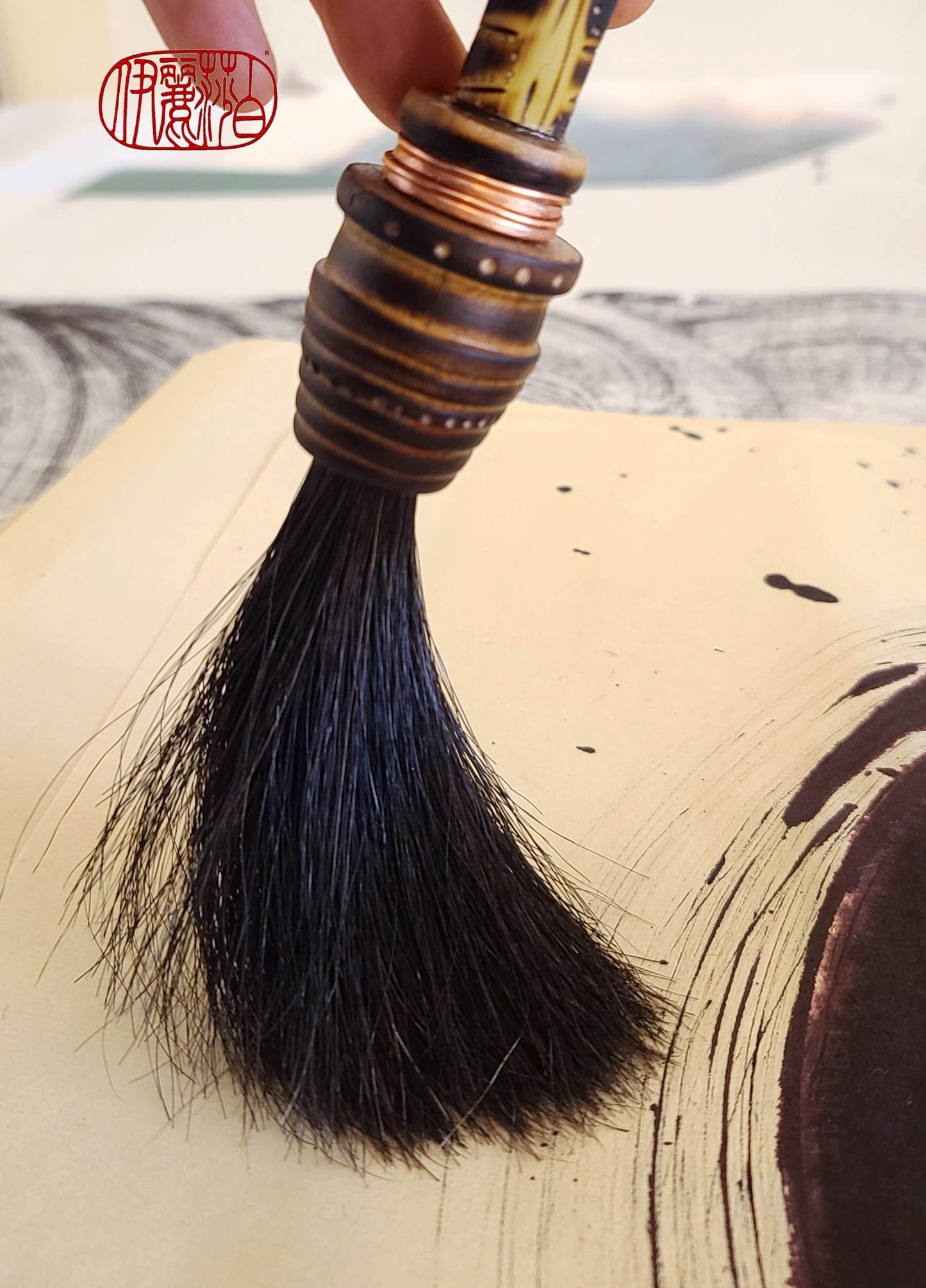 Black Horsehair Sumi-e Paintbrush With Wooden Ferrule Art Supplies Elizabeth Schowachert Art
