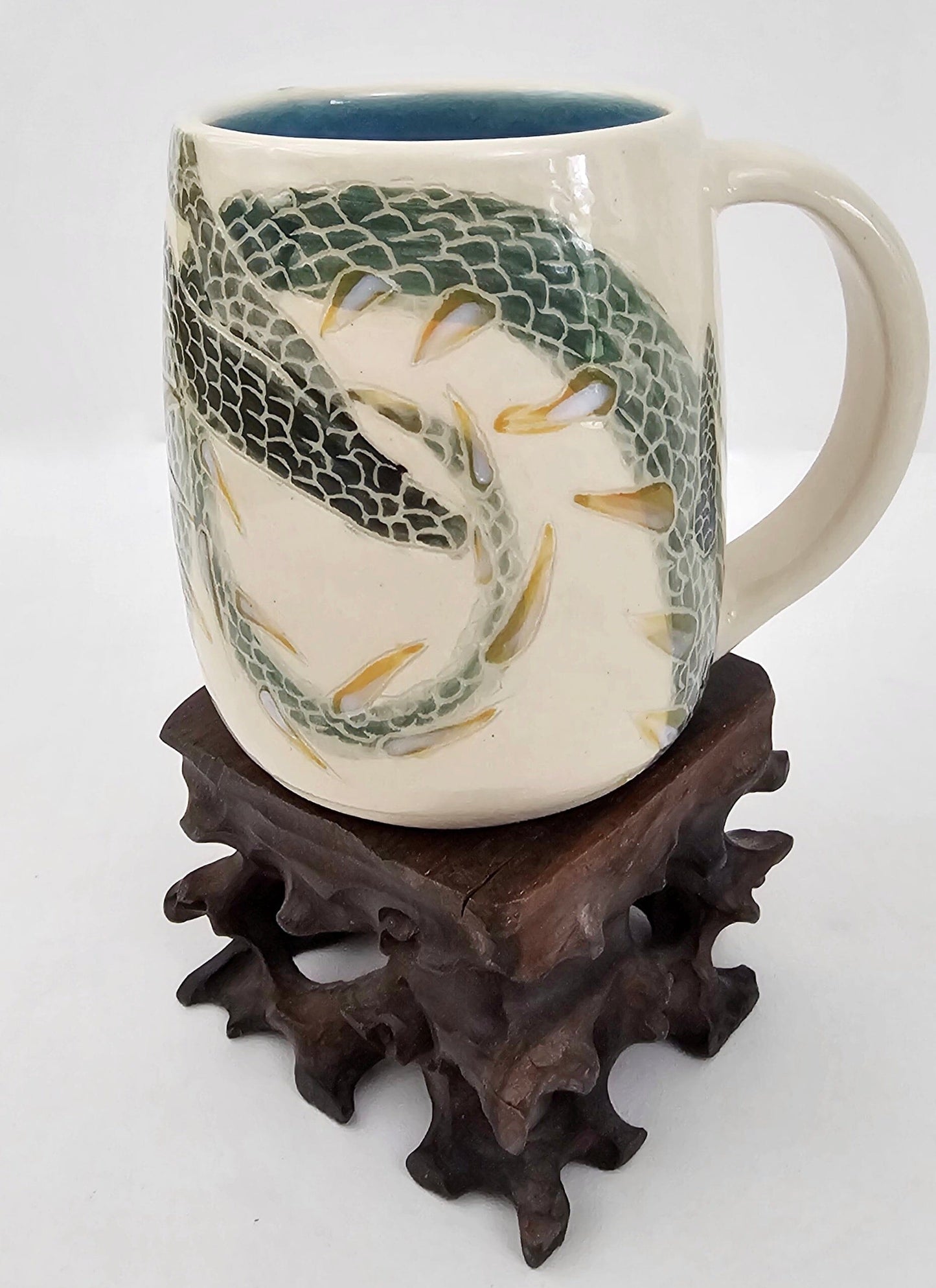 Blue Water Dragon Stoneware Mug Coffee Mug Elizabeth Schowachert Art
