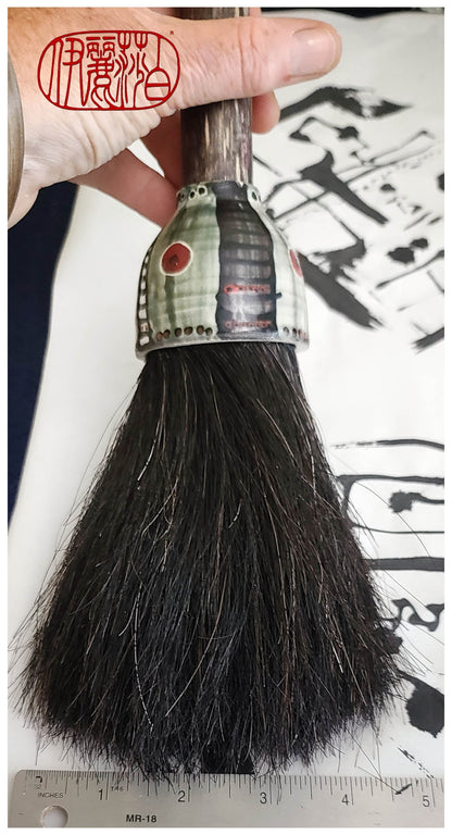 Coarse Black Horsehair Sumi-e Paint Brush With Ceramic Ferrule #SC100 Art Supplies Elizabeth Schowachert Art