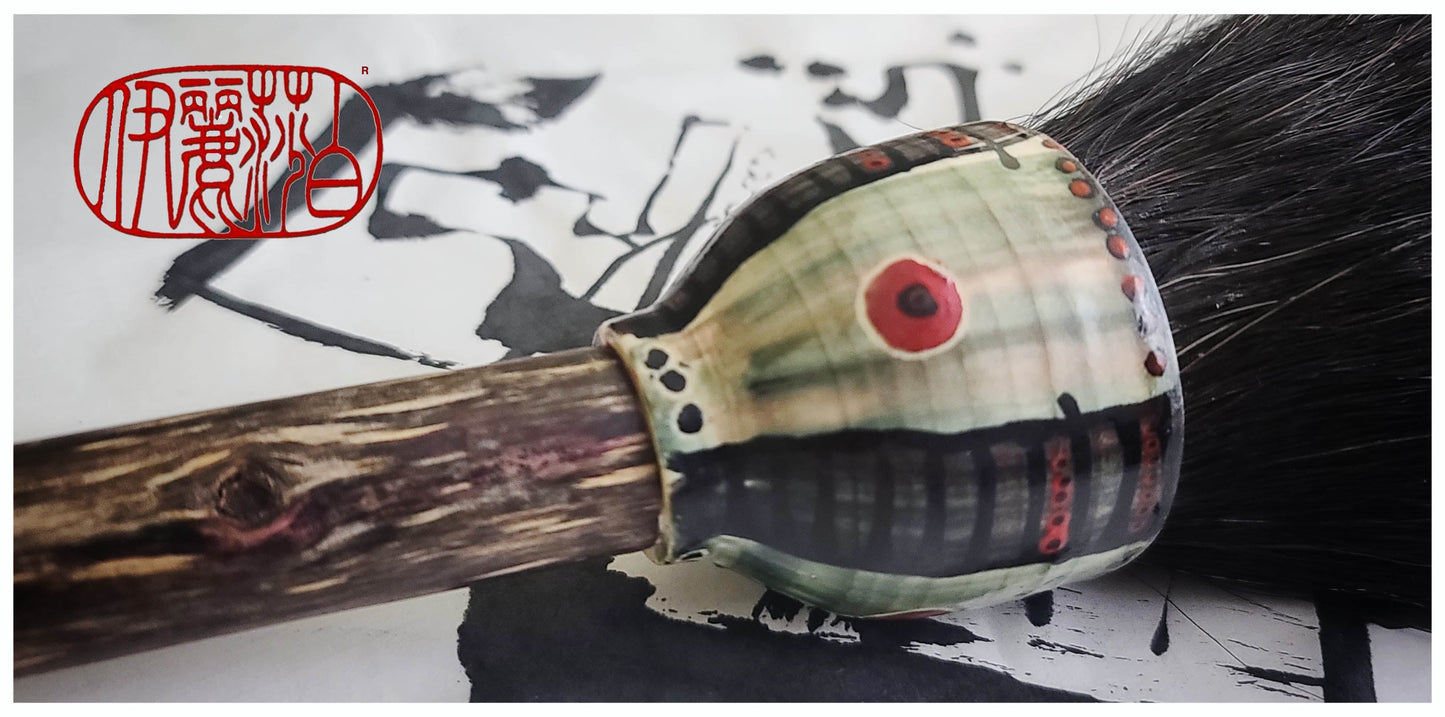 Coarse Black Horsehair Sumi-e Paint Brush With Ceramic Ferrule #SC100 Art Supplies Elizabeth Schowachert Art