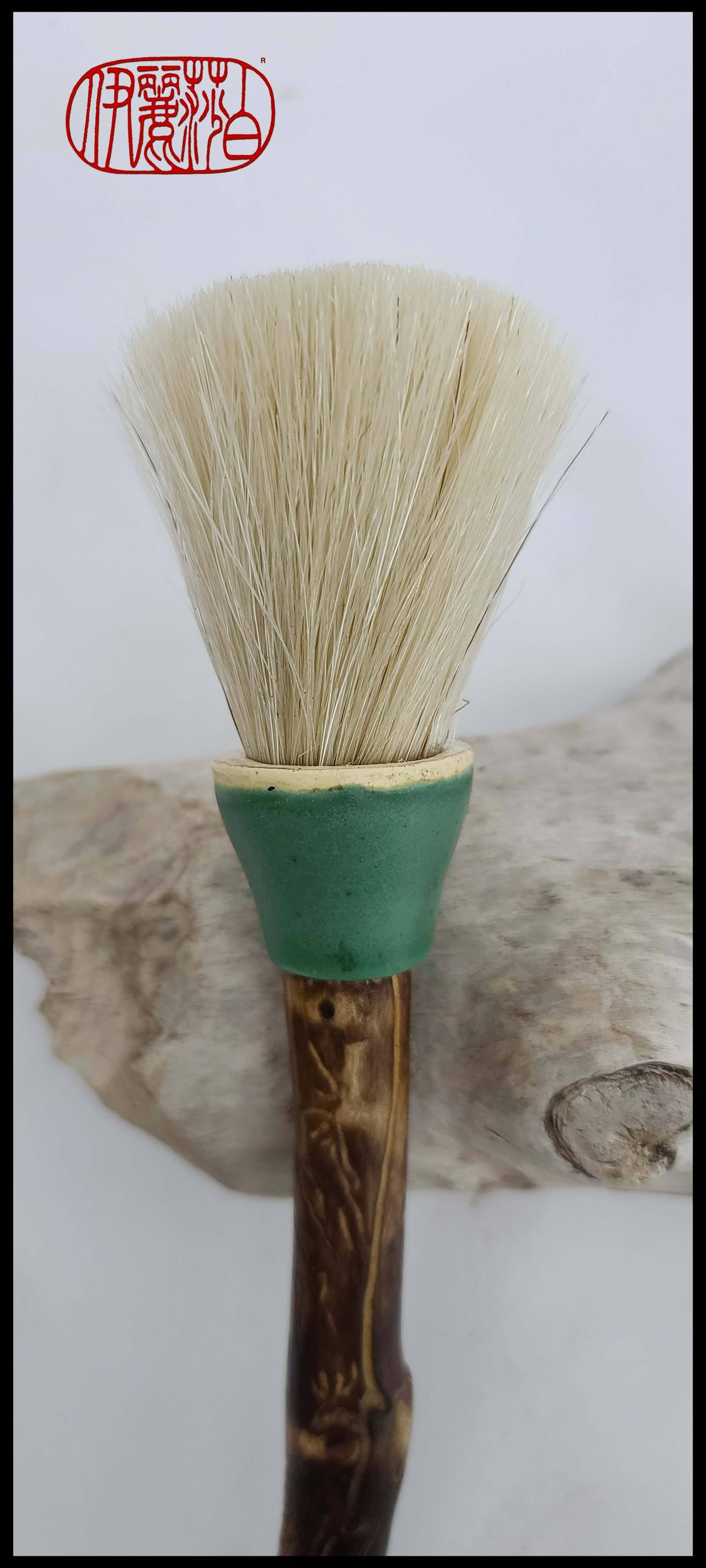 Coarse White Horsehair Paint Brush with Wormwood Handle Art Supplies Elizabeth Schowachert Art