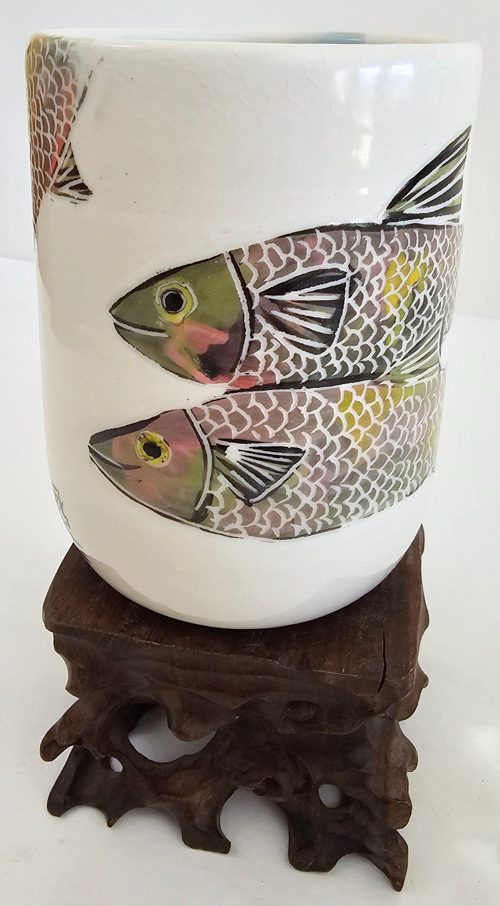 Coral Reef Sgraffito Porcelain Tumbler: Crafted by Kim and Elizabeth Procelain Tumbler Elizabeth Schowachert Art