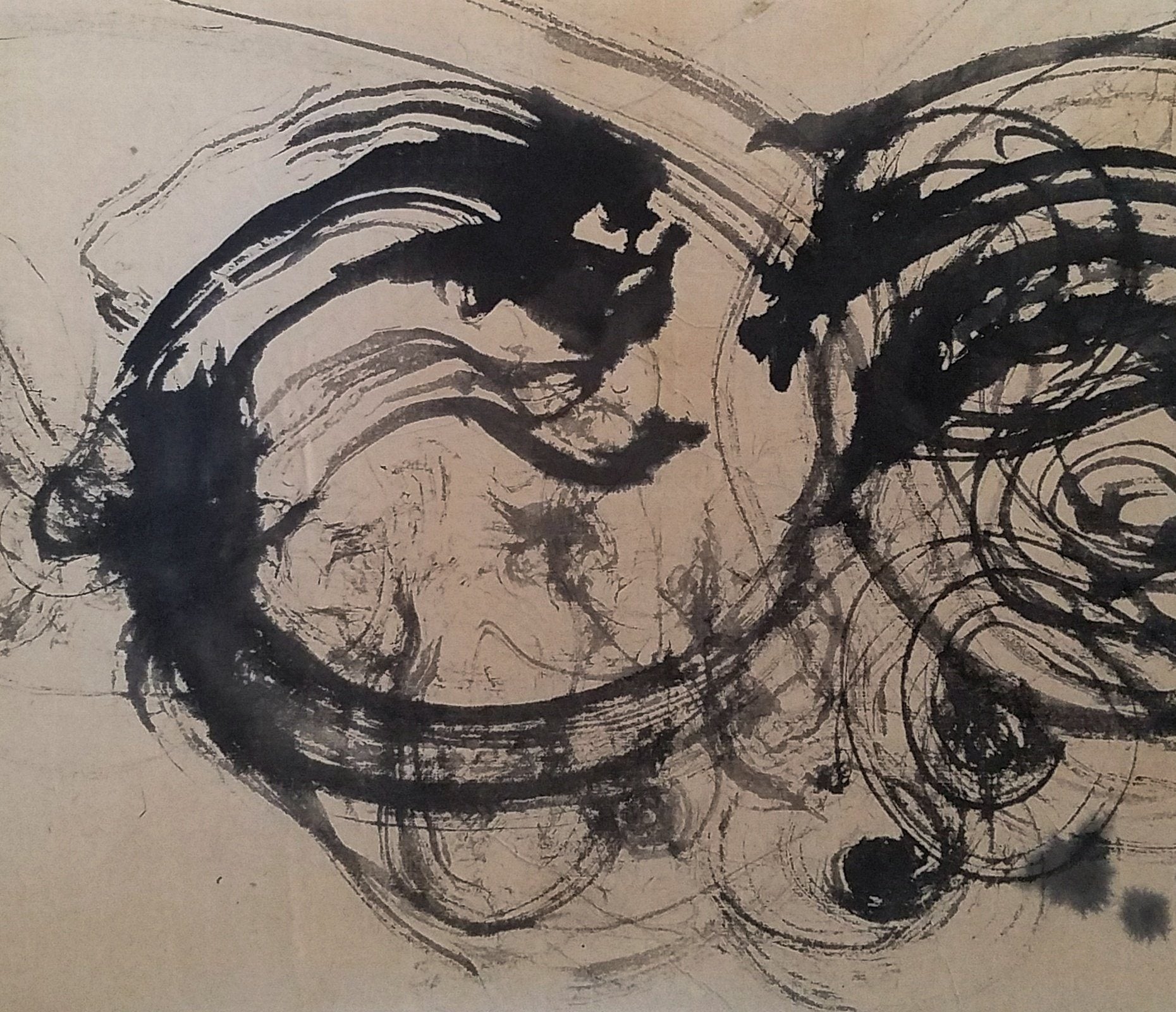 Dragon Dance 13X30X2 Ink on Paper Painting by Elizabeth Schowachert - Elizabeth Schowachert Art