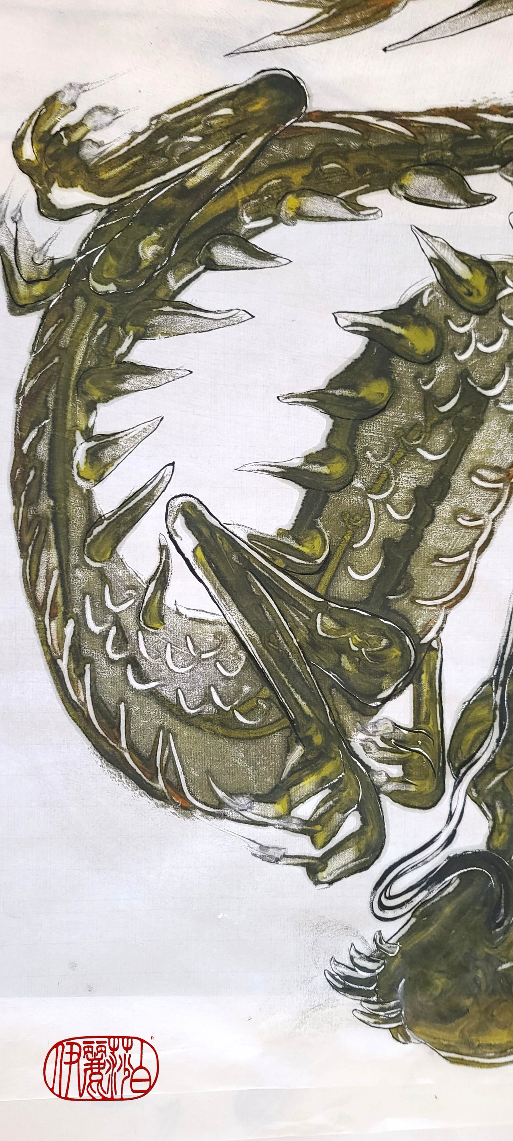 Encaustic Monotypes Original "Dragon 100" 26"X22" Fine Art Print Elizabeth Schowachert Art