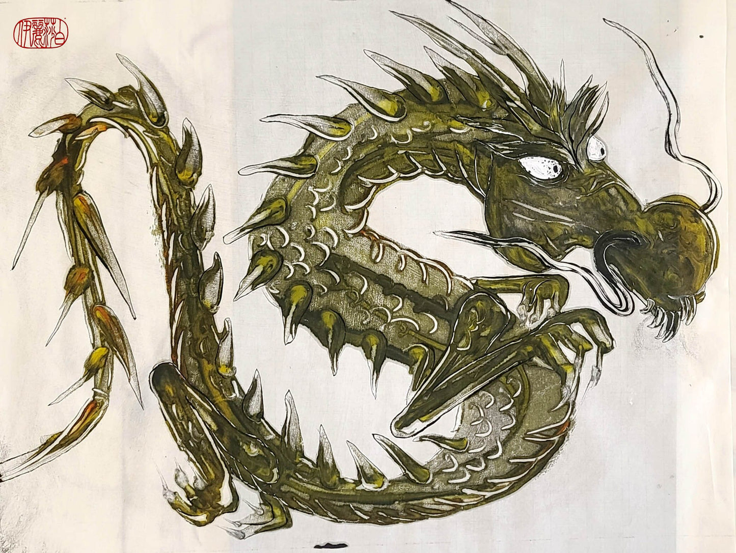 Encaustic Monotypes Original "Dragon 100" 26"X22" Fine Art Print Elizabeth Schowachert Art