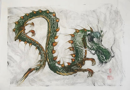 Encaustic Monotypes Original "Fire Dragon" 32"X22" Fine Art Elizabeth Schowachert Art