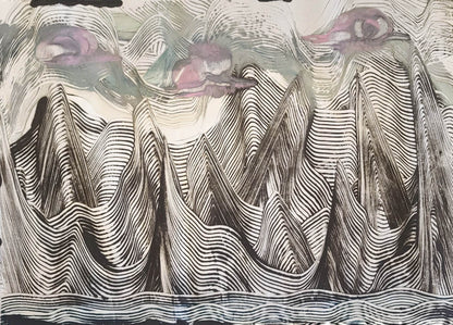 Encaustic Monotypes Original "Mountains" 32"X22" Fine Art Elizabeth Schowachert Art