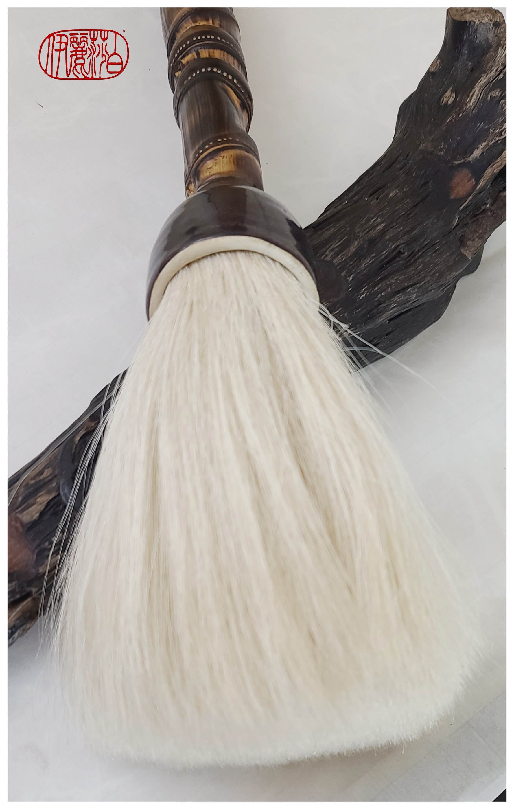 Gorgeous 6" White Horsehair Sumi-e Paint Brush With Ceramic Ferrule PS6 Art Supplies Elizabeth Schowachert Art