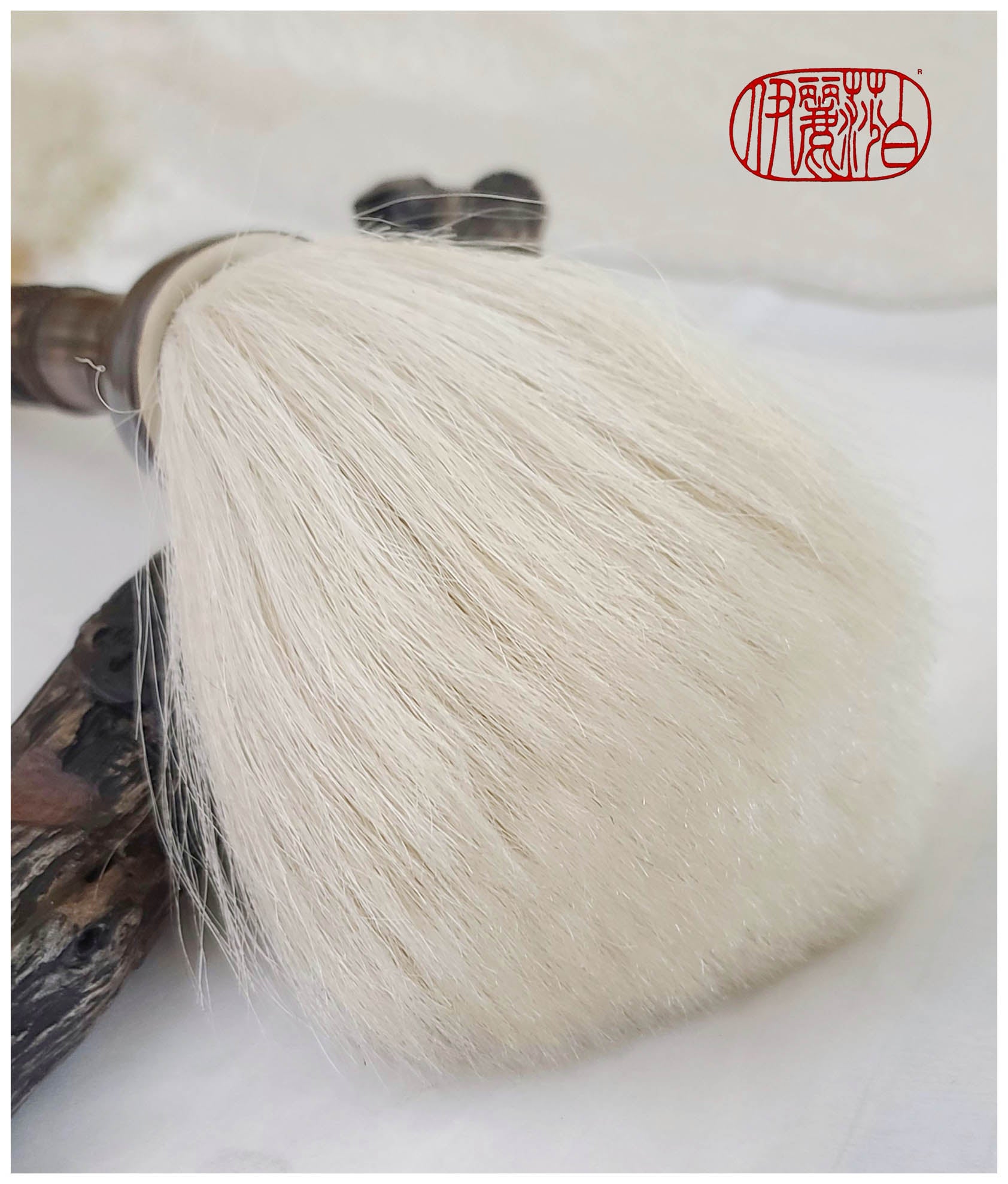 Gorgeous 6" White Horsehair Sumi-e Paint Brush With Ceramic Ferrule PS6 Art Supplies Elizabeth Schowachert Art