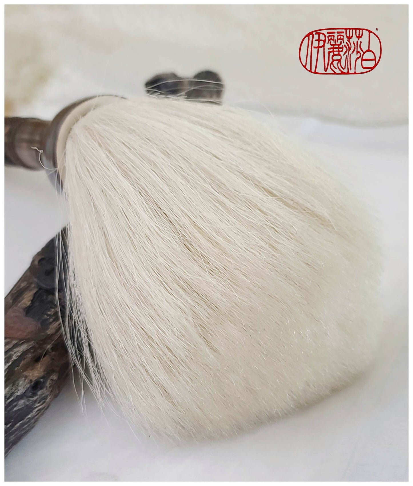 Gorgeous 6" White Horsehair Sumi-e Paint Brush With Ceramic Ferrule PS6 Art Supplies Elizabeth Schowachert Art