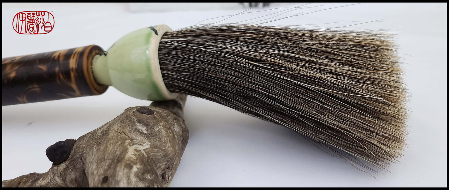 Grey Horsehair Sumi-e Paint Brush with Ceramic Ferrule BHS #102 Art Supplies Elizabeth Schowachert Art