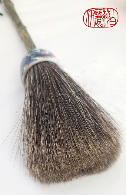 Grey Horsehair Sumi-e Paint Brush with Stoneware Ceramic Ferrule Sumi-e Paintbrush Elizabeth Schowachert Art