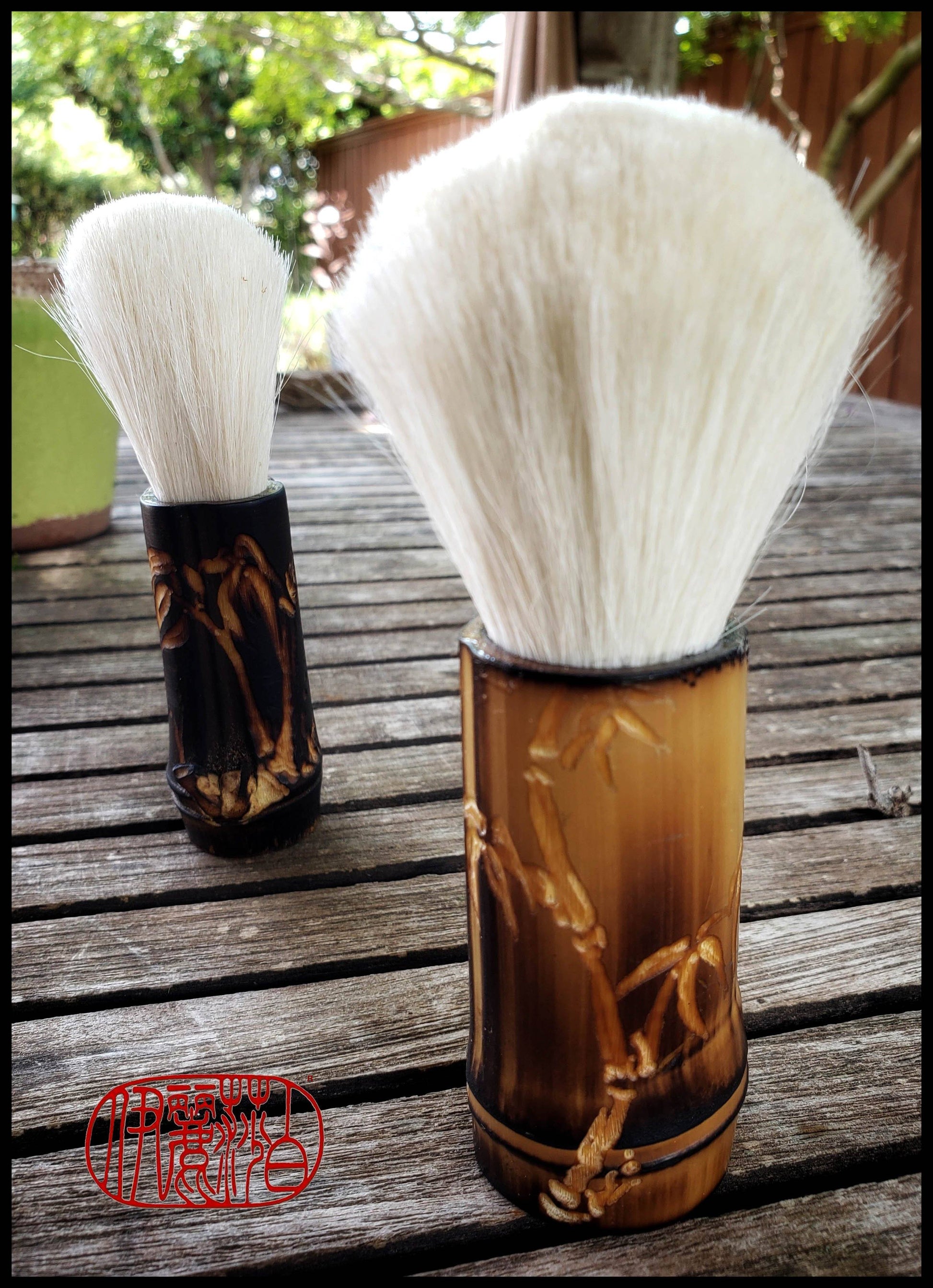 Handmade Chunky Blunt Goat Hair Sumi-e Brushes with Bamboo Handles - Elizabeth Schowachert Art