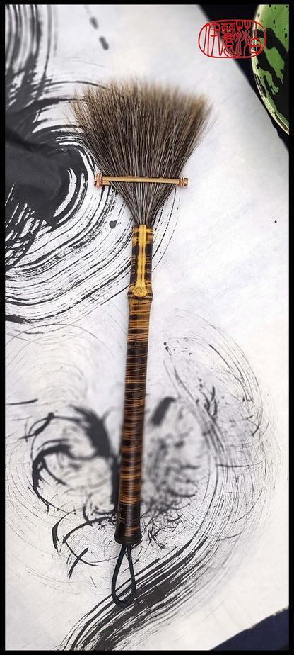 Handmade Fan Brush With Horsehair Bristles and Bamboo Handle Elizabeth Schowachert Art