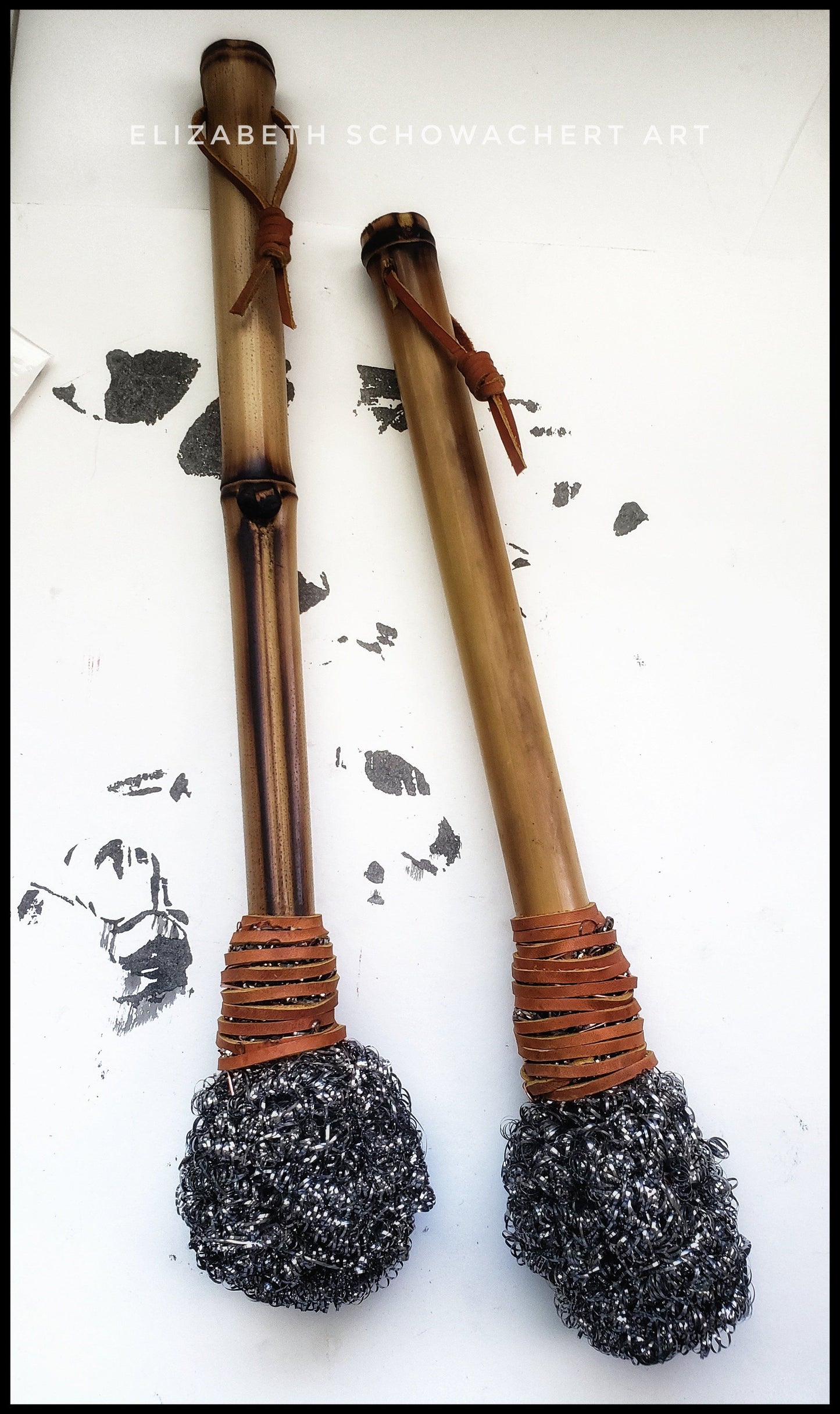 Handmade Metal Head Brushes With Hardwood or Bamboo Handles - Elizabeth Schowachert Art