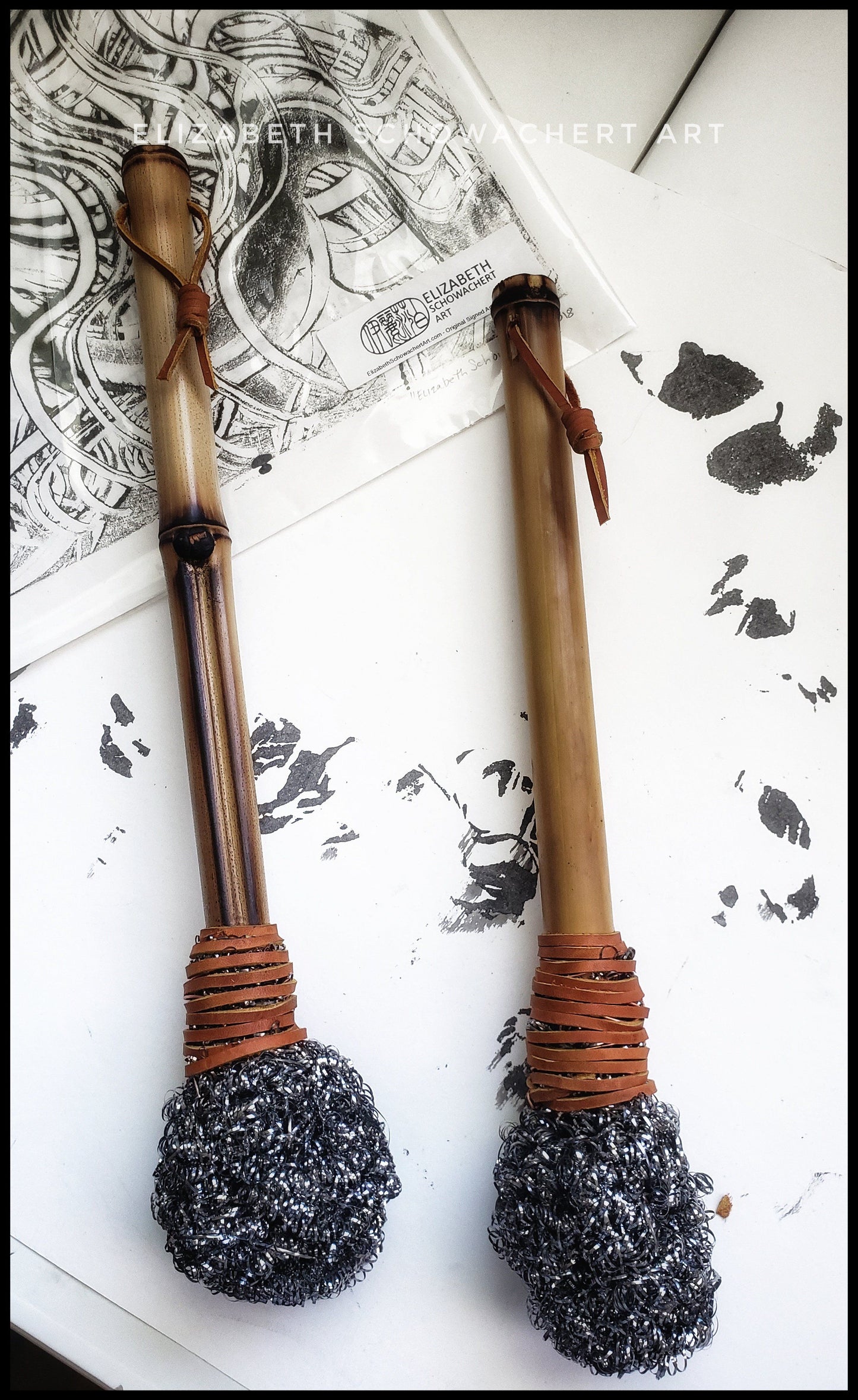Handmade Metal Head Brushes With Hardwood or Bamboo Handles - Elizabeth Schowachert Art
