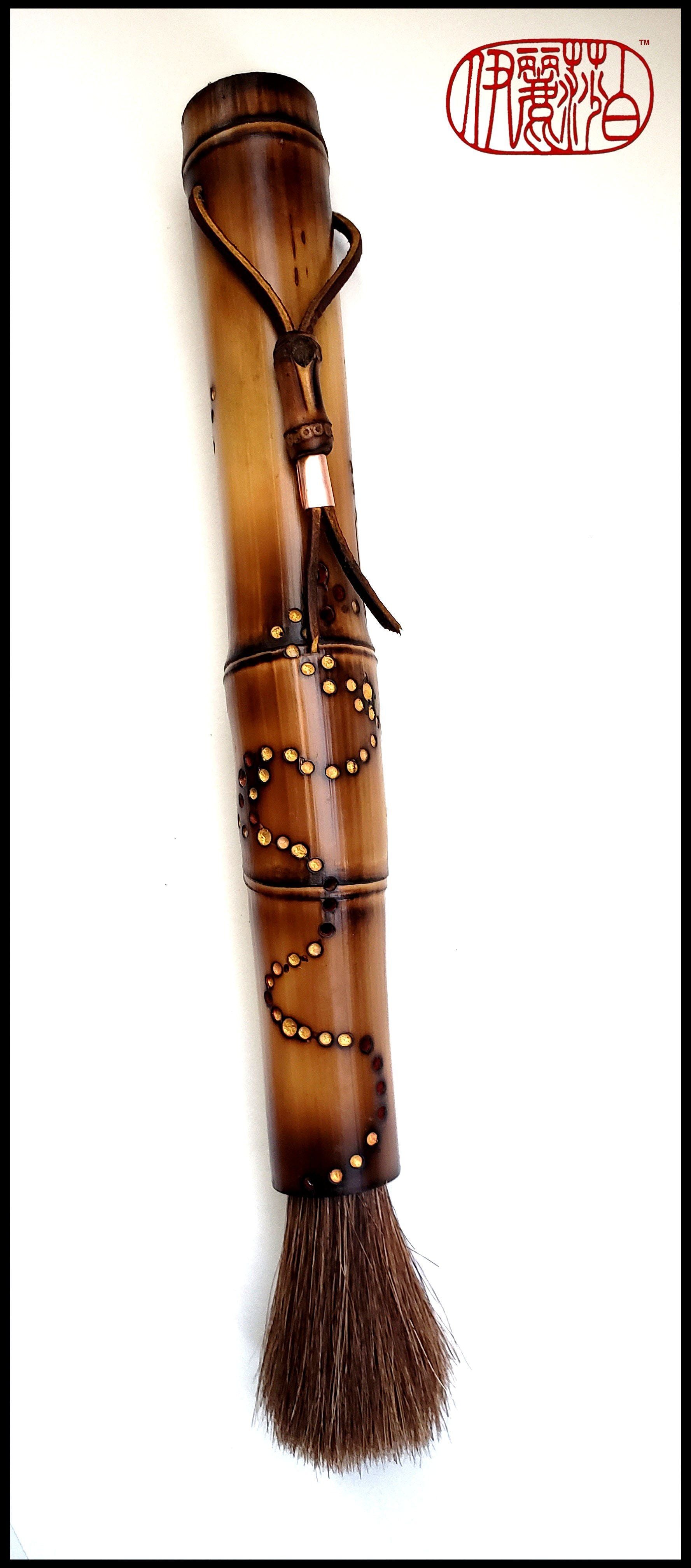 Handmade Paint Brush 2.5 inch Horse Hair Brown Bristles, on a 11inch TX Bamboo Handle - Elizabeth Schowachert Art