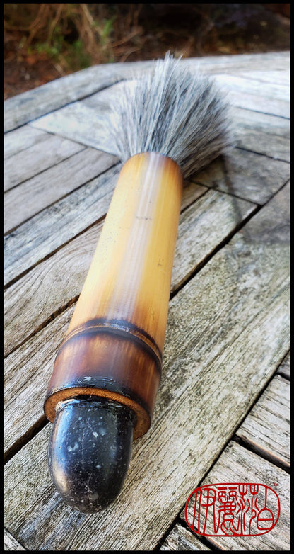 Handmade Paint Brush 3 inch Grey Horse Hair Bristles, with A 4 inch Bamboo Handle - Elizabeth Schowachert Art