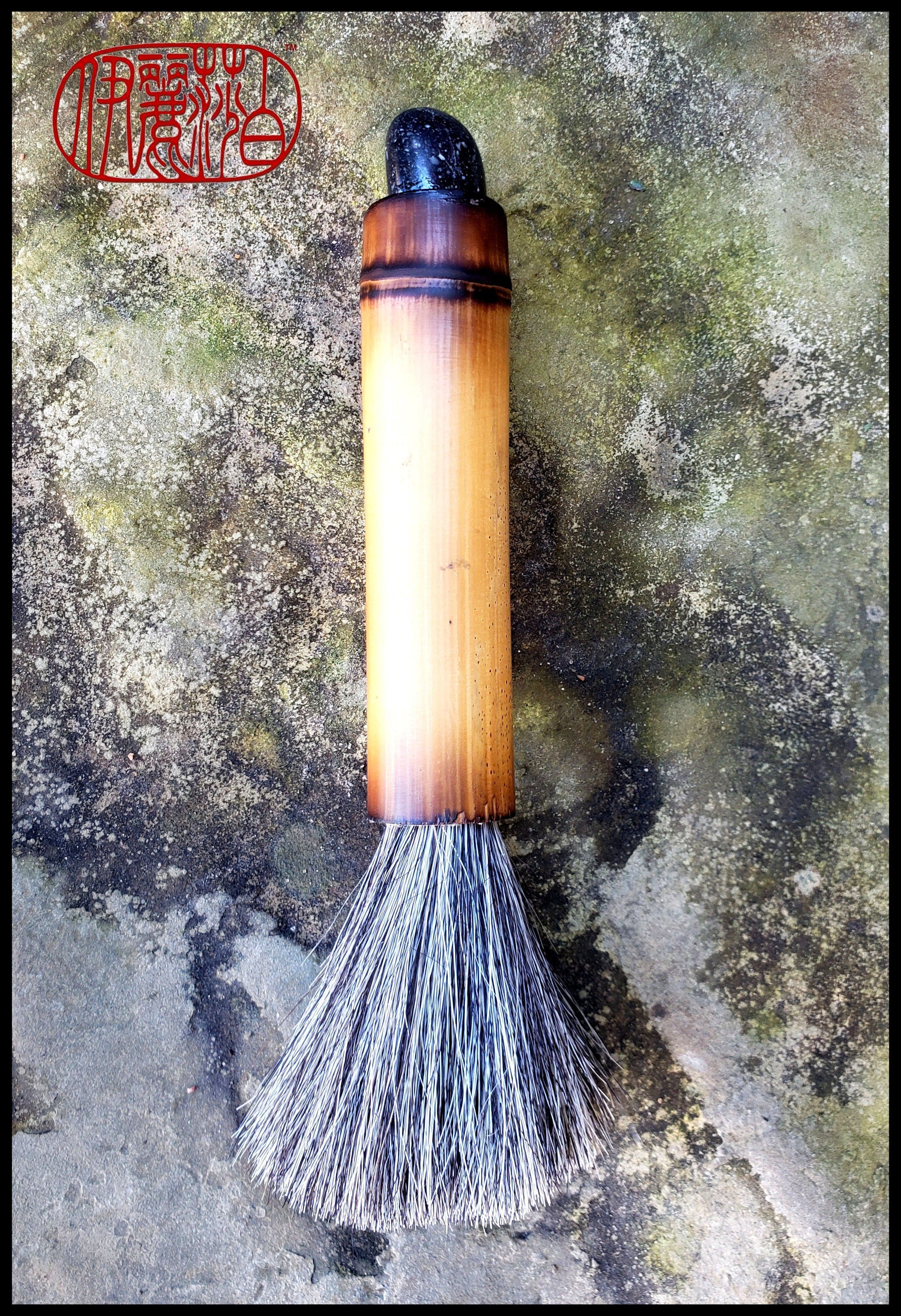 Handmade Paint Brush 3 inch Grey Horse Hair Bristles, with A 4 inch Ba ...