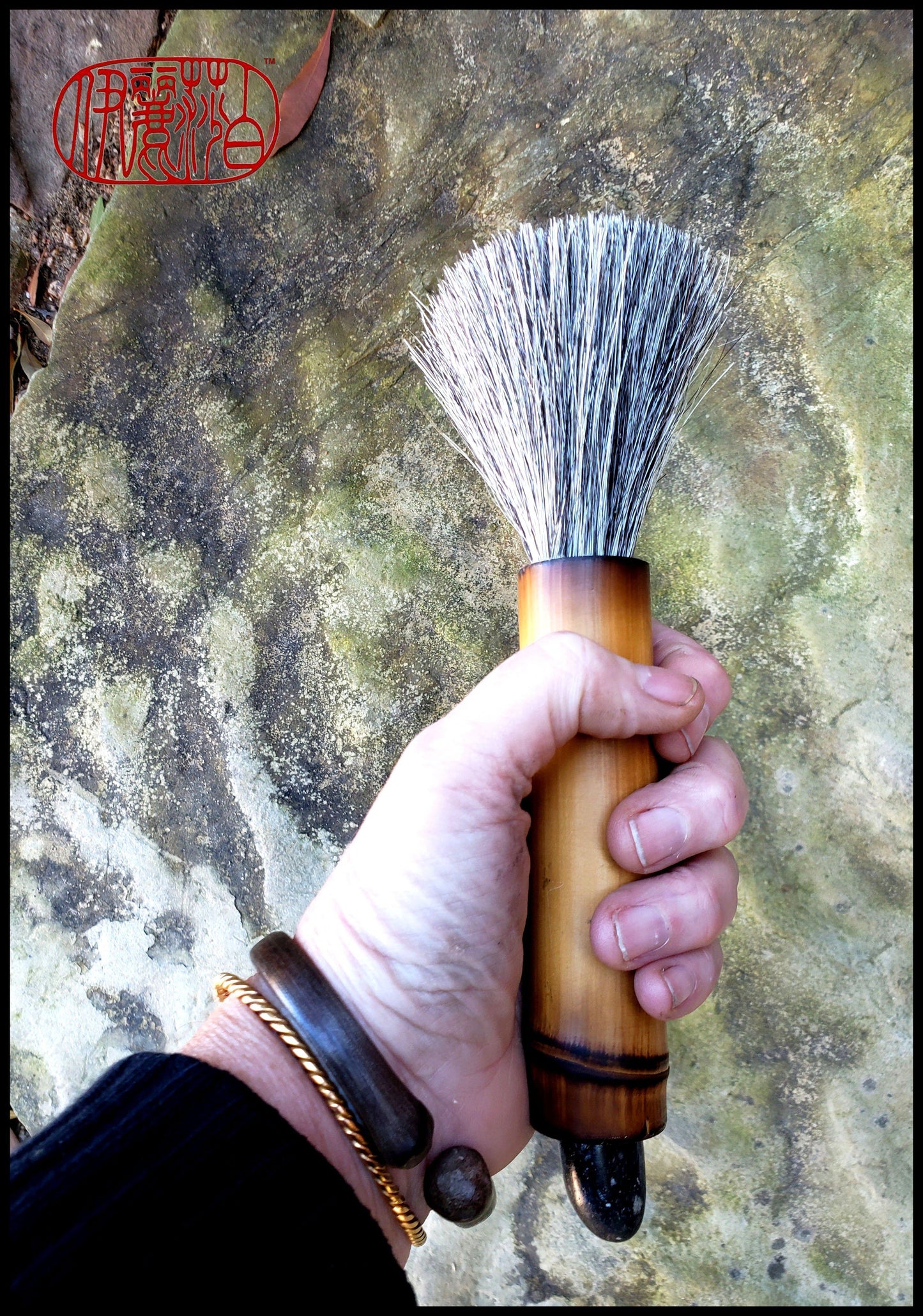 Handmade Paint Brush 3 inch Grey Horse Hair Bristles, with A 4 inch Bamboo Handle - Elizabeth Schowachert Art