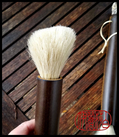 Handmade Paint Brush 3 inch White Horse Hair Bristles, on a 9 inch Black Bamboo Handle - Elizabeth Schowachert Art