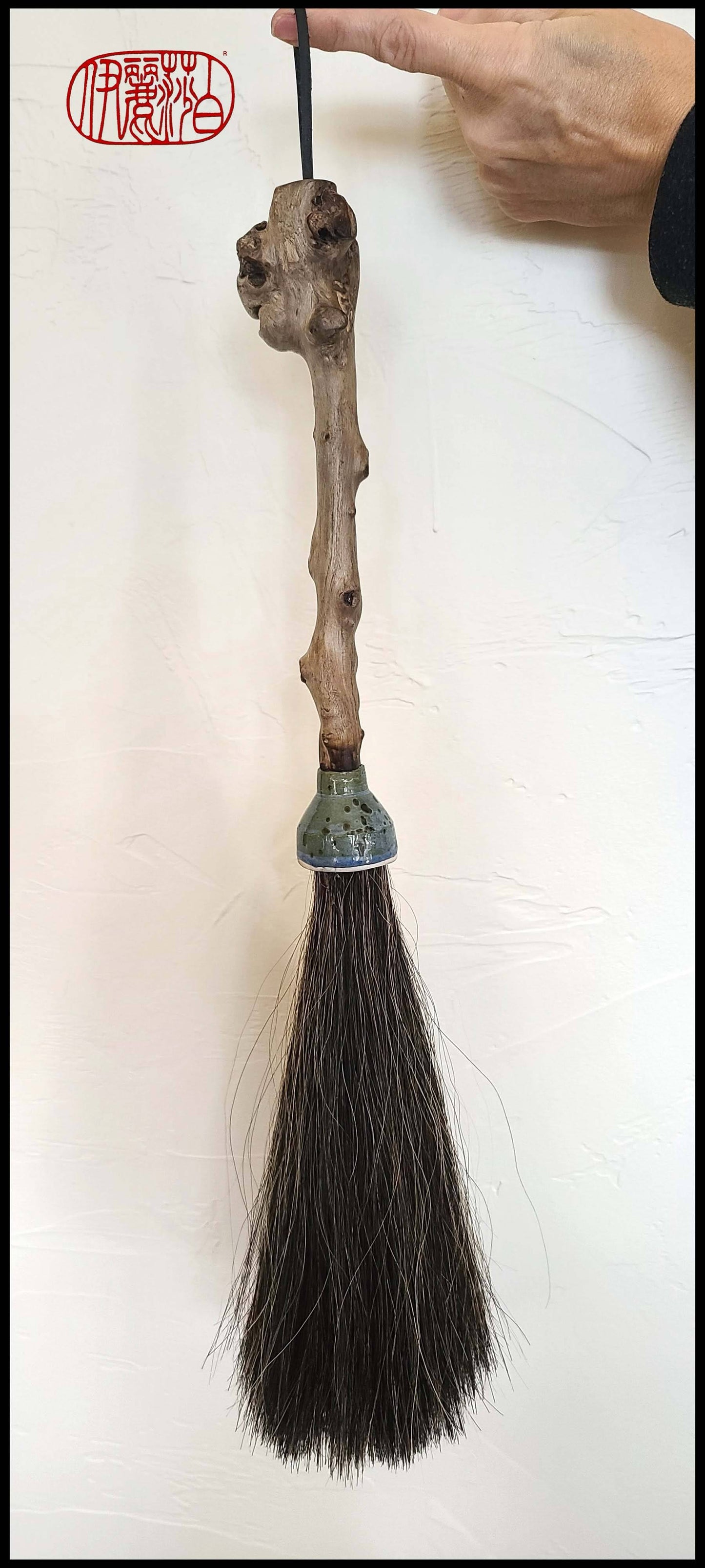 Horsehair Sumi-e Paint Brush With Ceramic Ferrule and 10" Long Bristle Art Supplies Elizabeth Schowachert Art