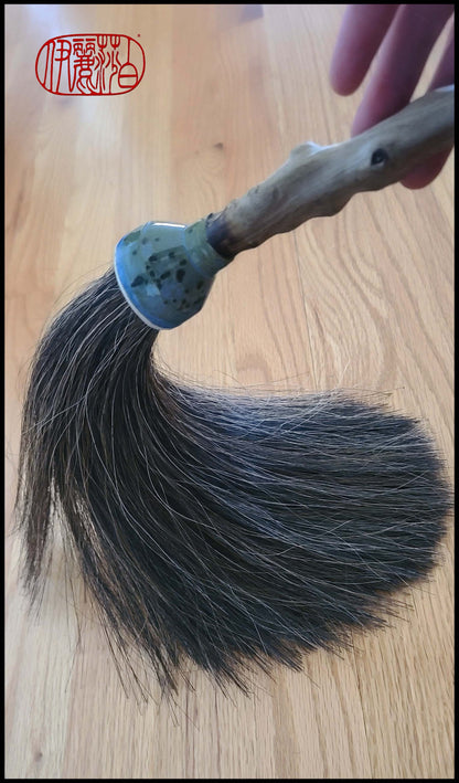 Horsehair Sumi-e Paint Brush With Ceramic Ferrule and 10" Long Bristle Art Supplies Elizabeth Schowachert Art