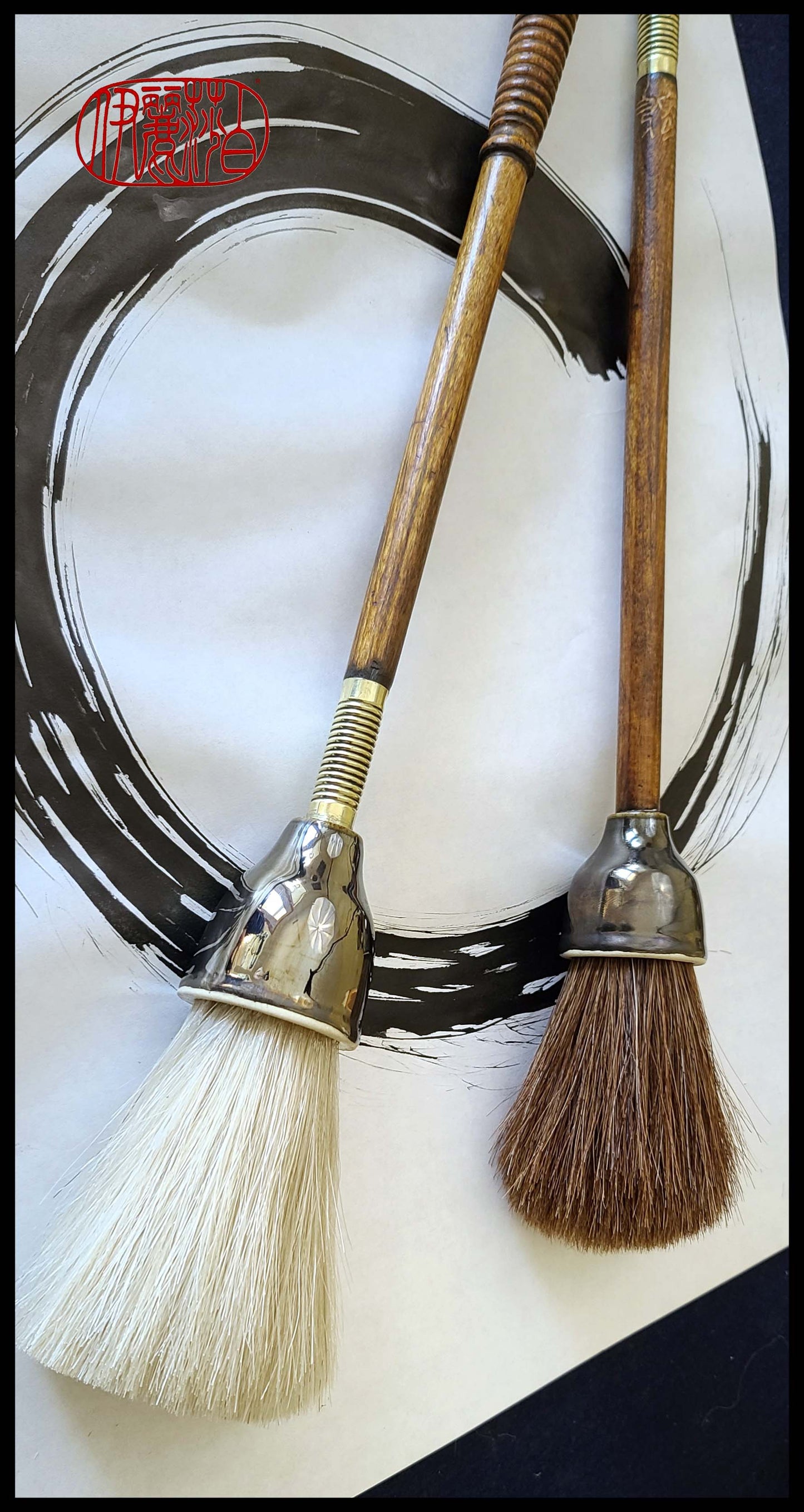 Horsehair Sumi-e Paintbrushes with Ceramic Ferrules MSB #1 & #2 Art Supplies Elizabeth Schowachert Art