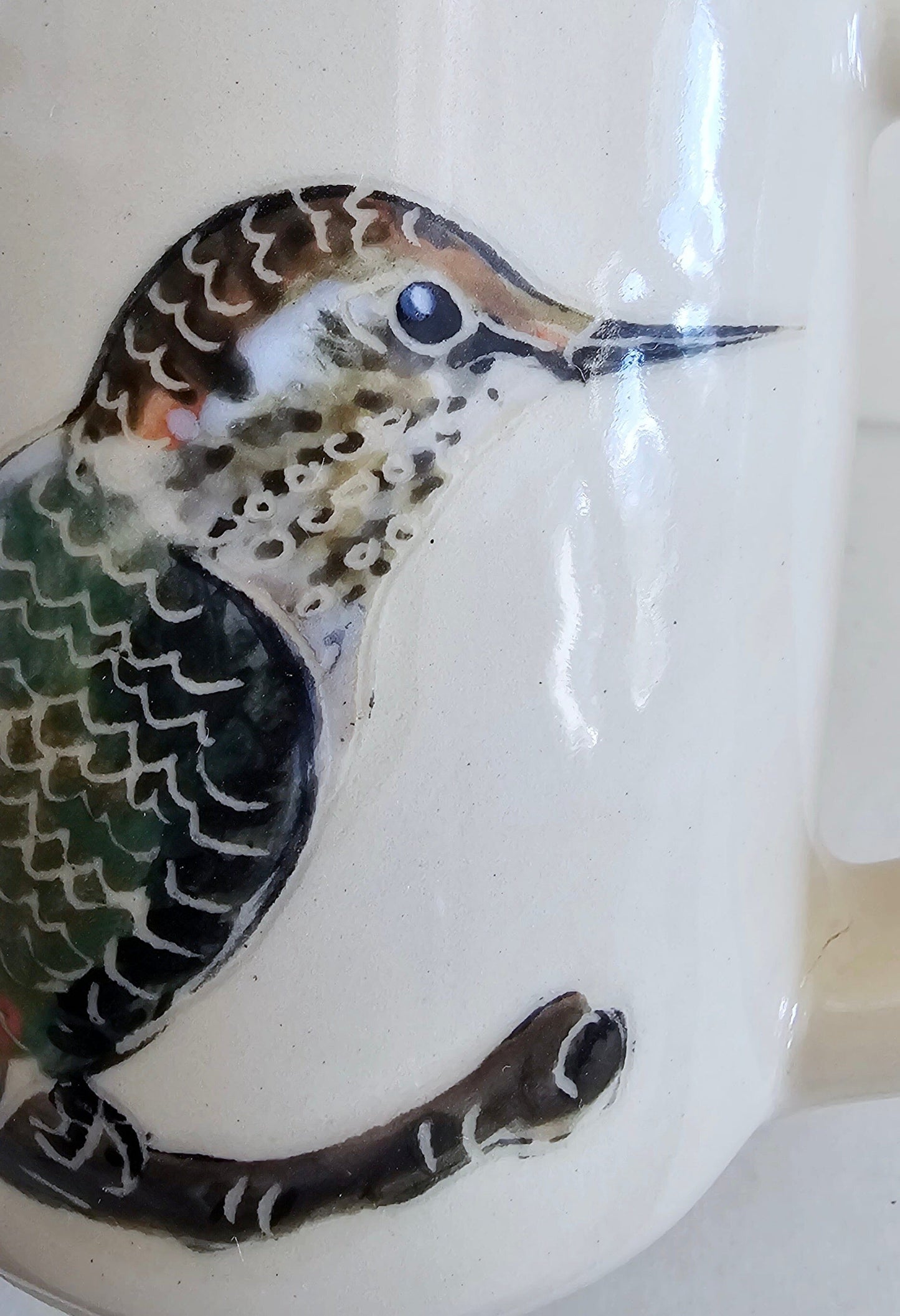 Hummingbird Sgraffito Stoneware Mug: Artistry by Kim and Elizabeth Coffee Mug Elizabeth Schowachert Art