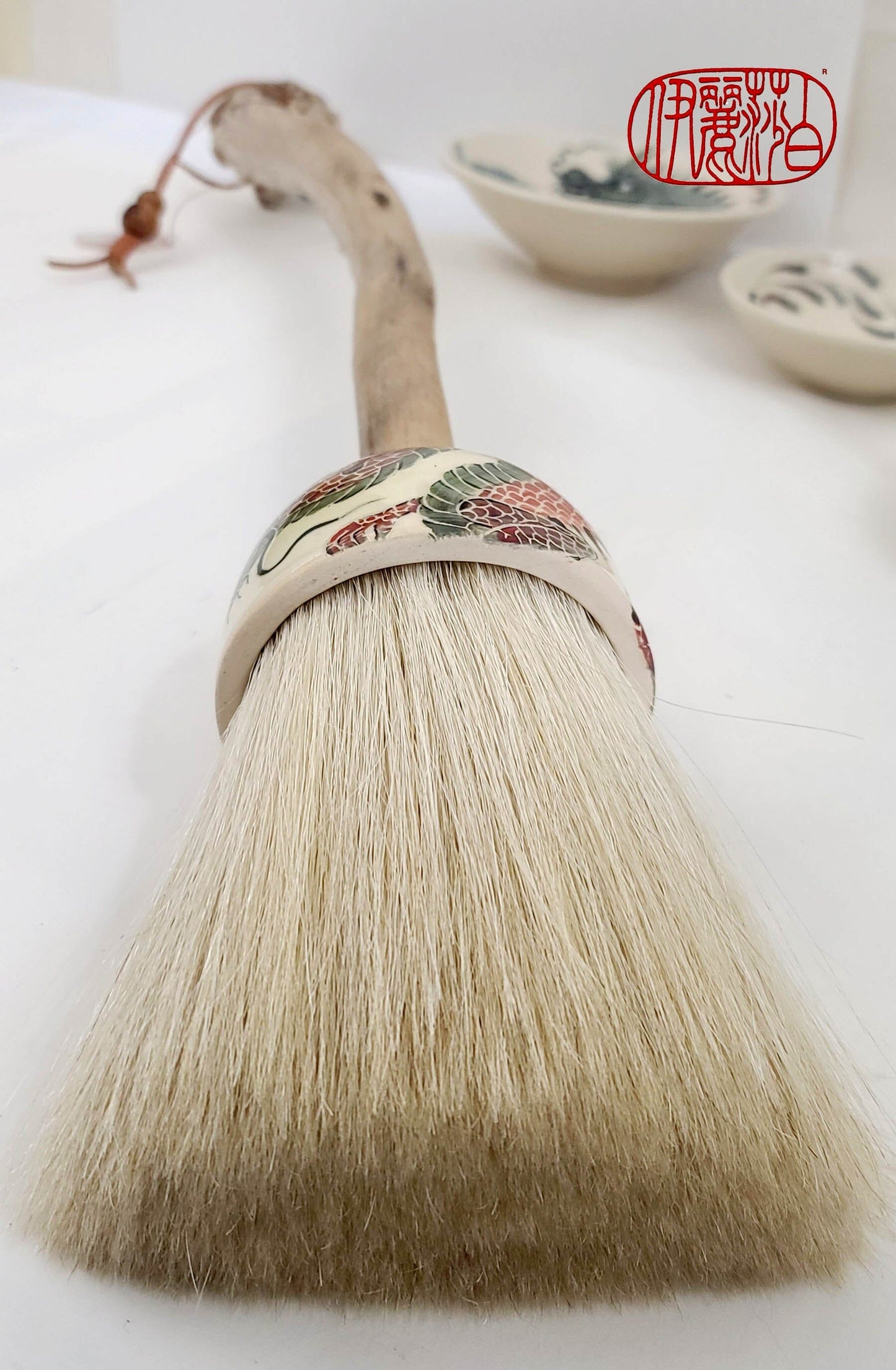 Large 5" White Horsehair Sumi-e Paint Brush With Ceramic Ferrule LPS52 Paintbrush Elizabeth Schowachert Art