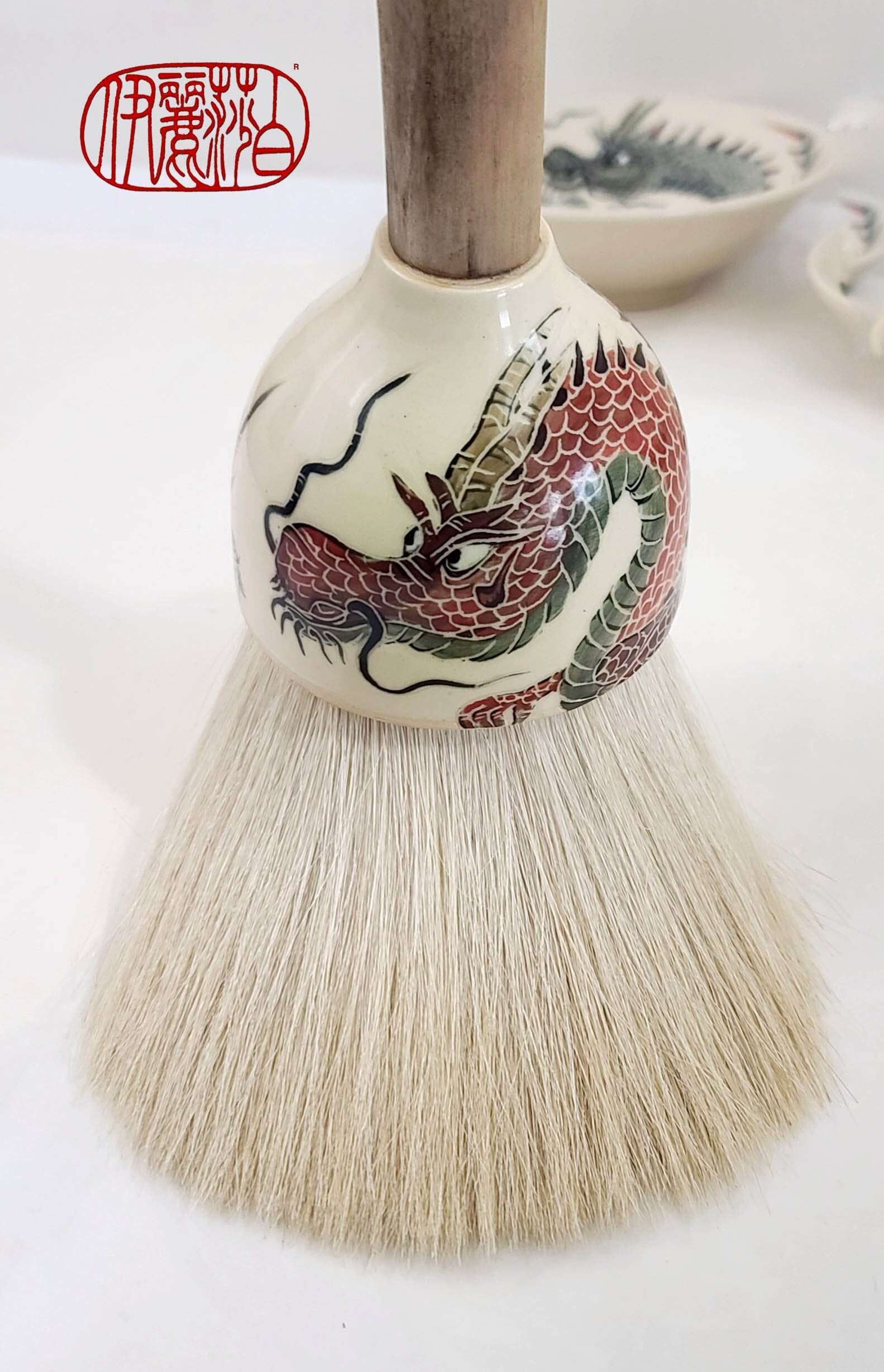 Large 5" White Horsehair Sumi-e Paint Brush With Ceramic Ferrule LPS52 Paintbrush Elizabeth Schowachert Art