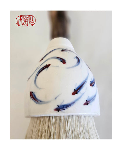 Large 5" White Horsehair Sumi-e Paint Brush With Driftwood Handle Paintbrush Elizabeth Schowachert Art