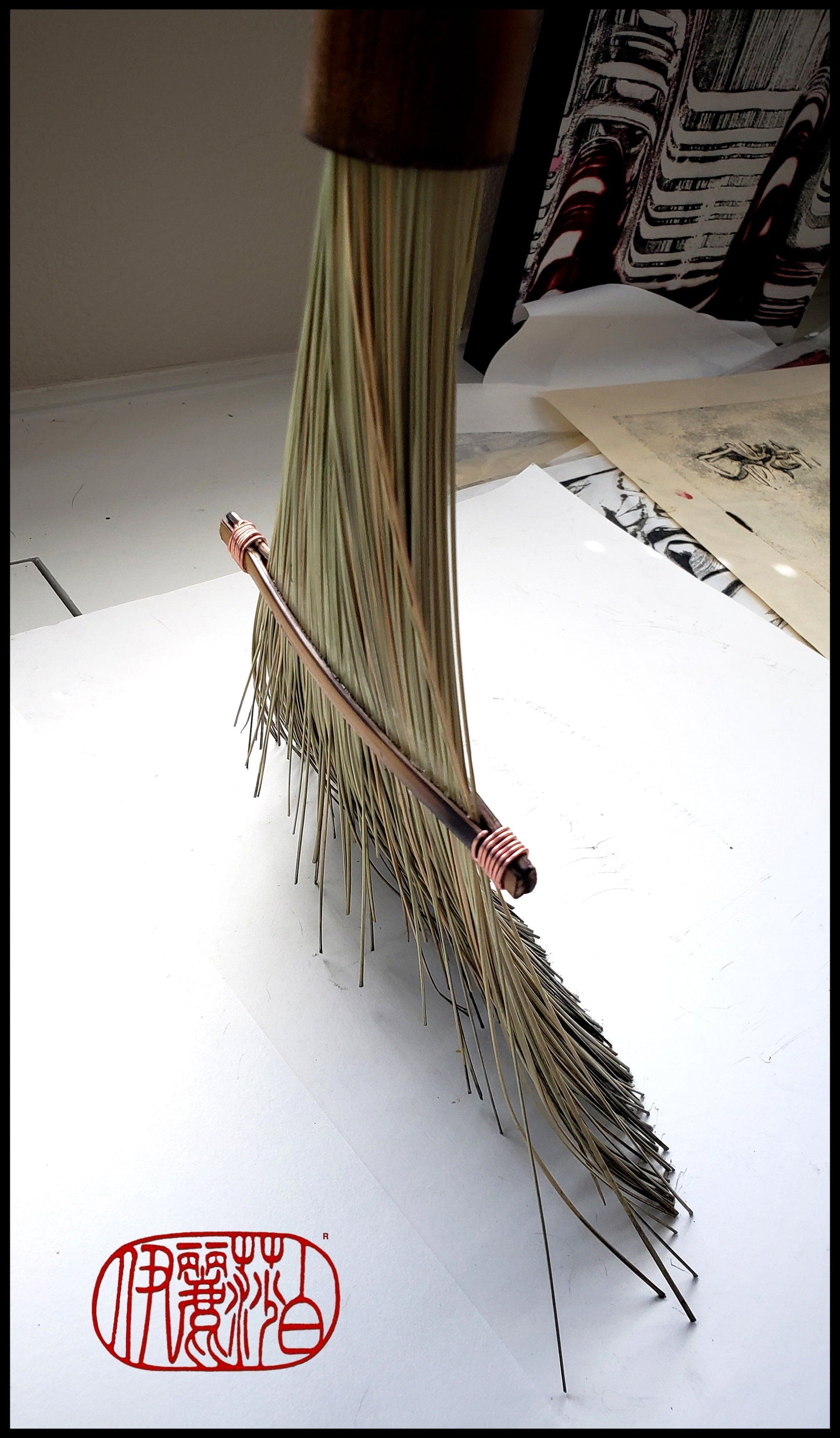 Large African Fiber Fan Paint Brush with Bamboo Handle Art Supplies Elizabeth Schowachert Art