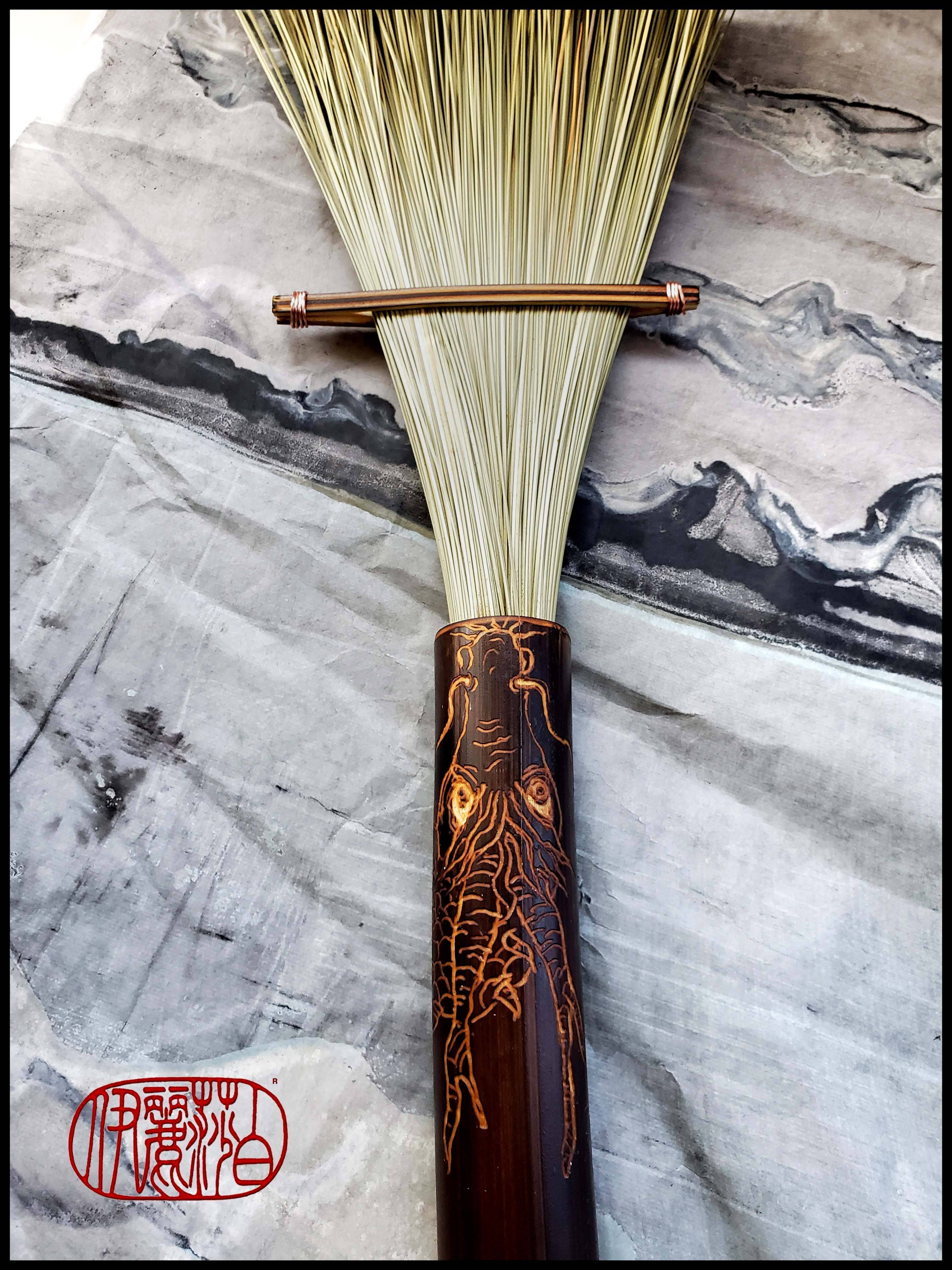 Large African Fiber Fan Paint Brush with Bamboo Handle