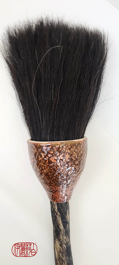 Large Black Horsehair Sumi-e Paint Brush With Ceramic Ferrule Art Supplies Elizabeth Schowachert Art