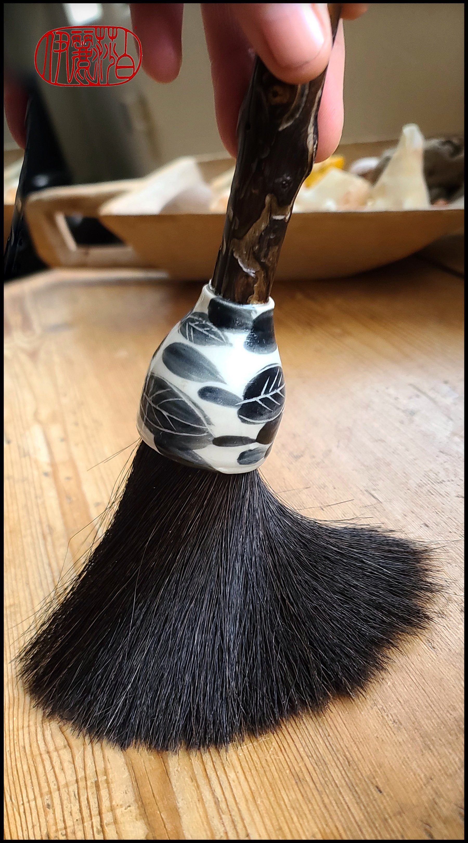 Large & Medium Sumi-e Paint Horsehair Paintbrushes With Wormwood Handles Art Supplies Elizabeth Schowachert Art
