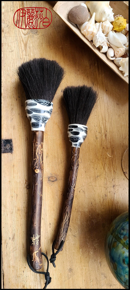 Large & Medium Sumi-e Paint Horsehair Paintbrushes With Wormwood Handles Art Supplies Elizabeth Schowachert Art