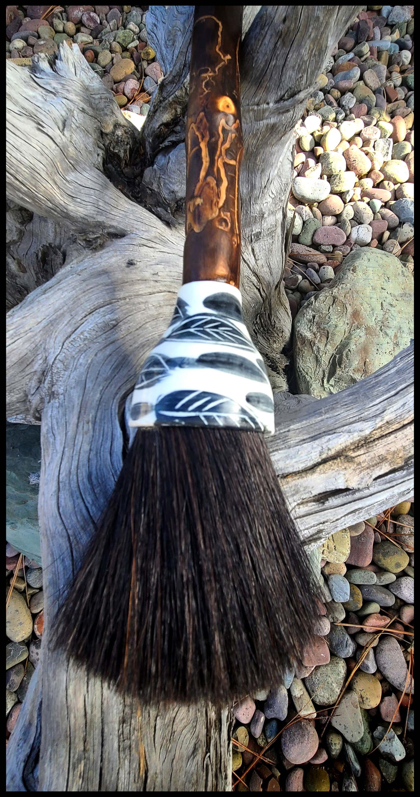 Large Sumi-e Paint Horsehair Paint Brush With Wormwood Handle Art Supplies Elizabeth Schowachert Art