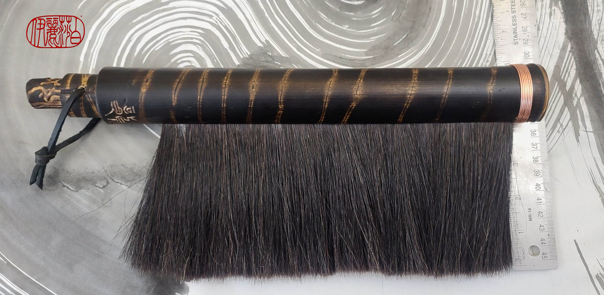 The Marilia Brush - 9 inch Wide Handmade Grey Horse Hair Brush