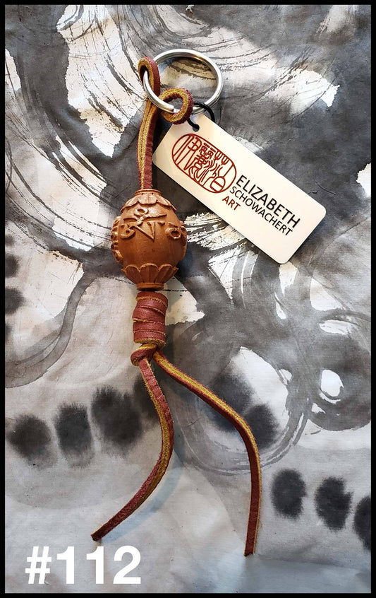 Leather Keychains Made With Bamboo and Natural Seeds - Elizabeth Schowachert Art