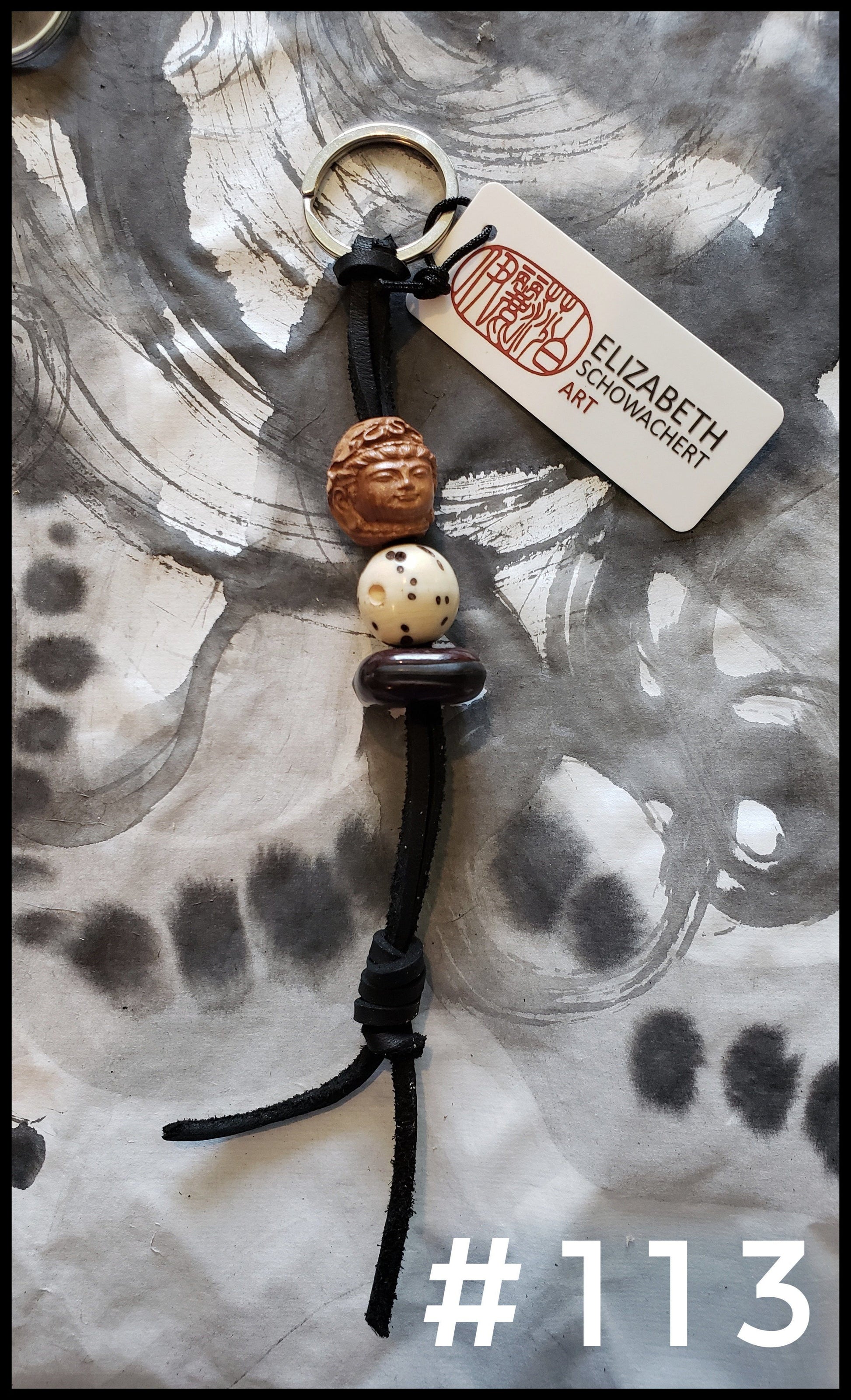 Leather Keychains Made With Bamboo and Natural Seeds - Elizabeth Schowachert Art