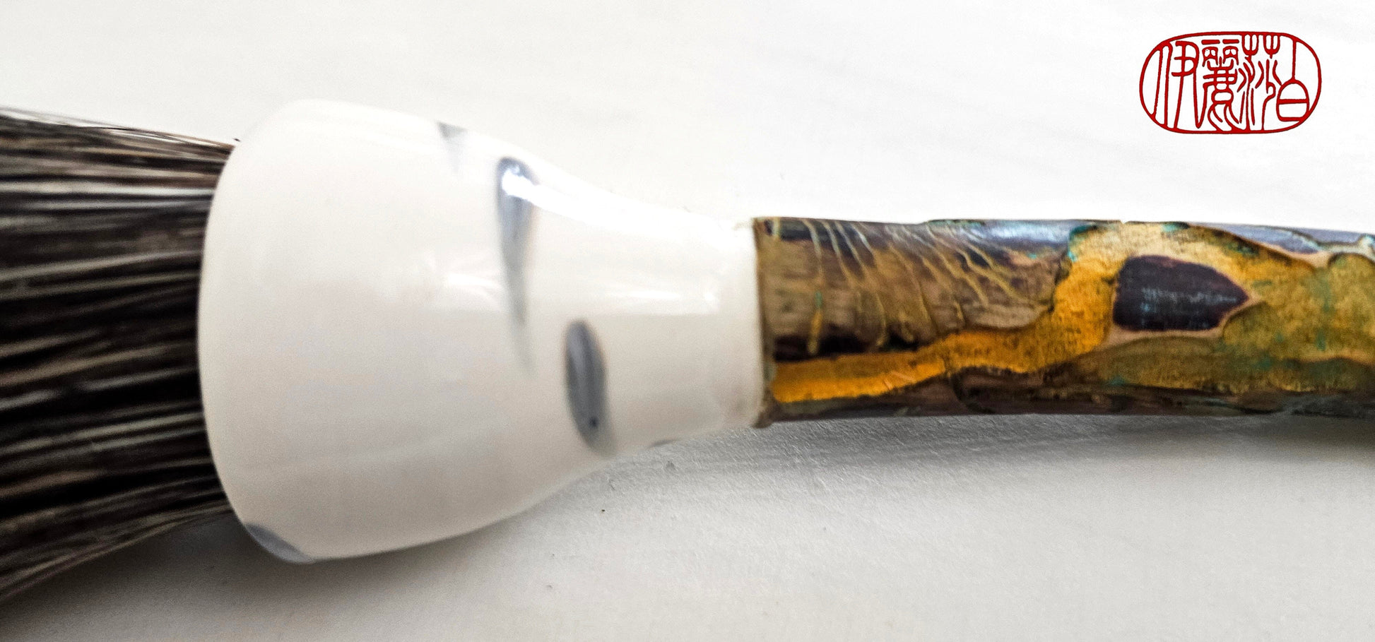 Mixed Grey Horsehair Sumi-e Paint Brush With Ceramic Ferrule Paintbrush Elizabeth Schowachert Art