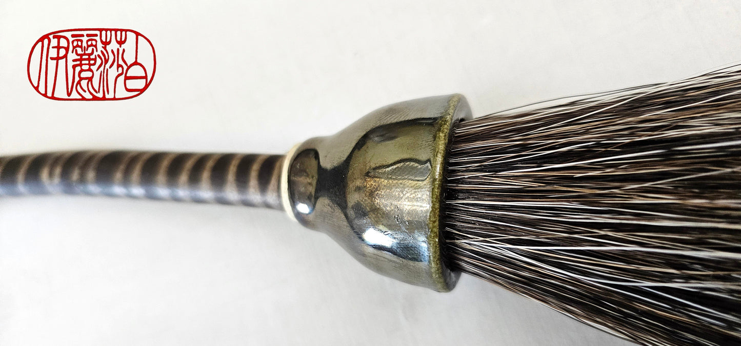 Mixed Grey Horsehair Sumi-e Paint Brush With Metallic Ceramic Ferrule Paintbrush Elizabeth Schowachert Art