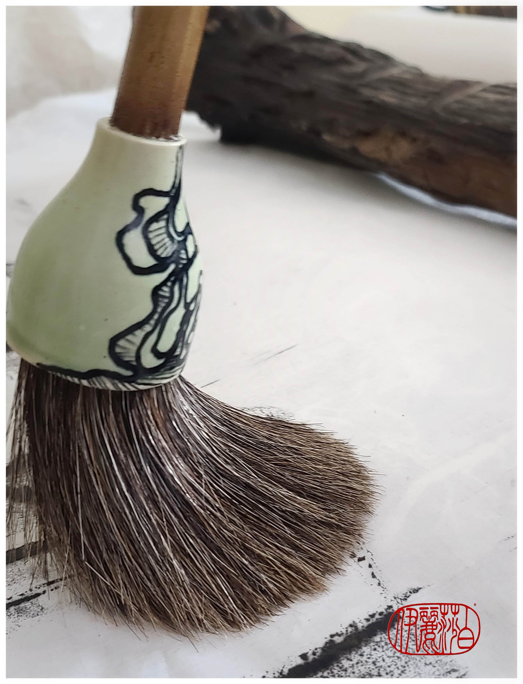 Mixed Horsehair Sumi-e Paint Brush With Bamboo Handle #300 Art Supplies Elizabeth Schowachert Art