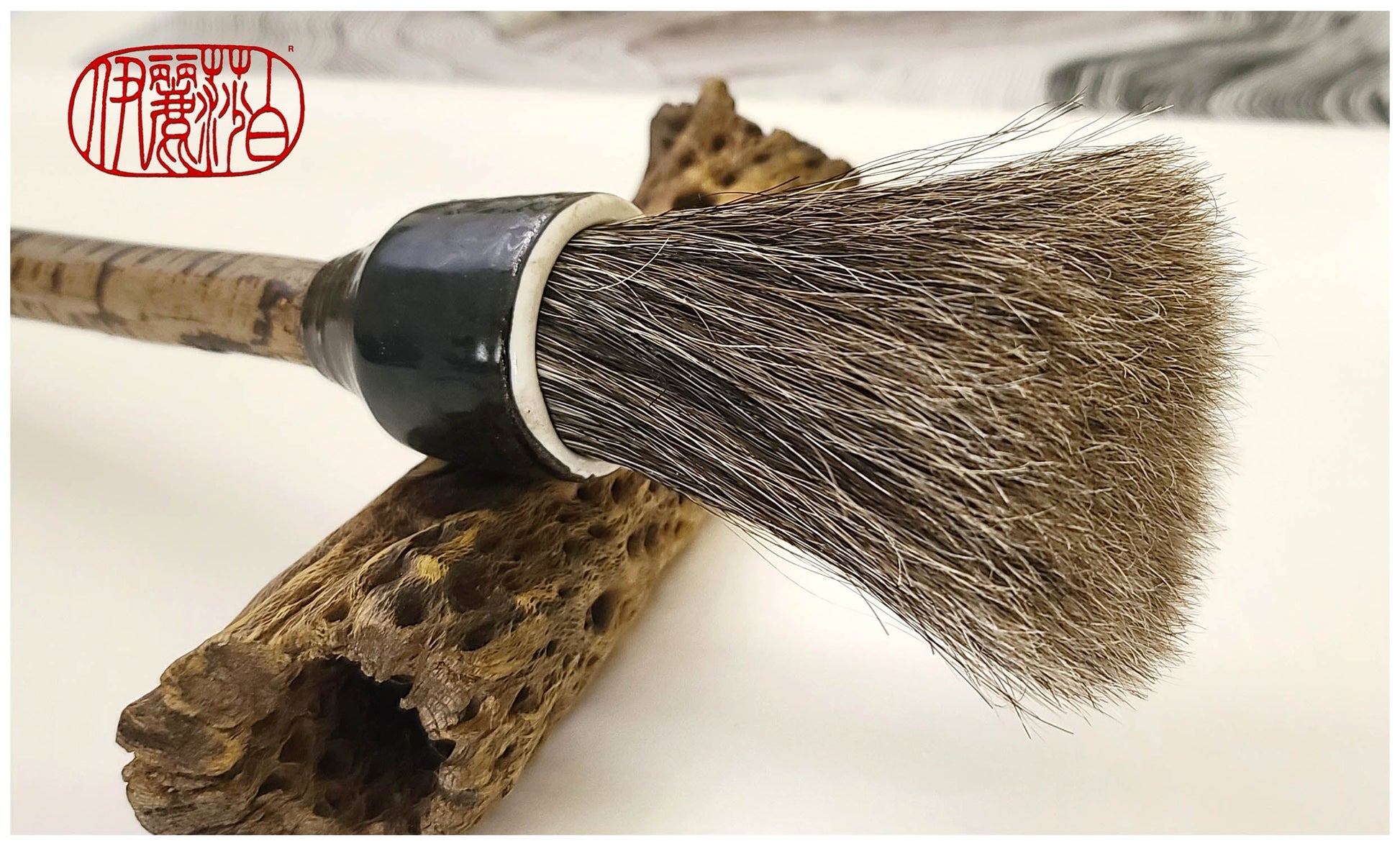 Mixed Horsehair Sumi-e Paint Brush with Ceramic Ferrule #130 Art Supplies Elizabeth Schowachert Art