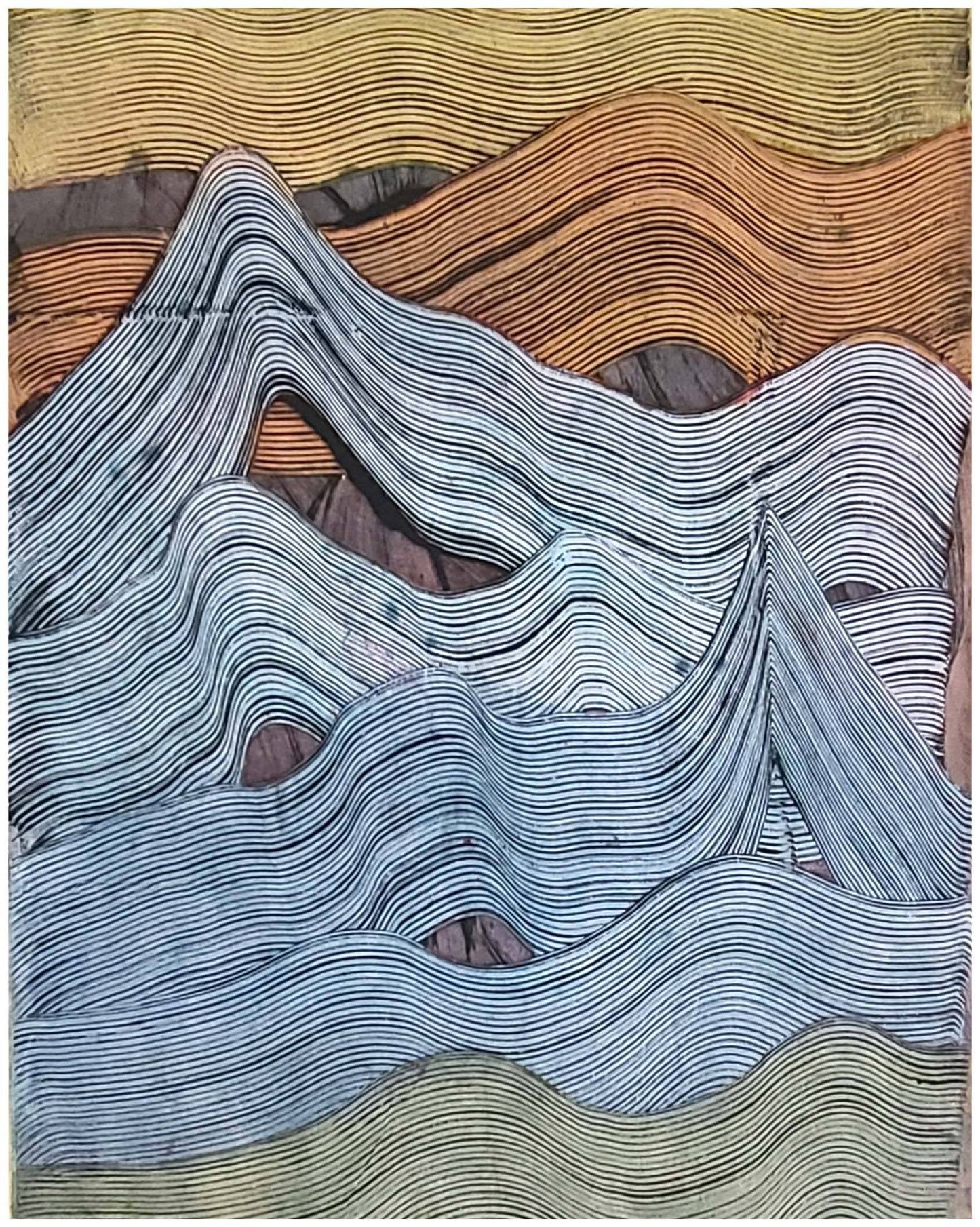 Mountain Scapes #1 Encaustic Monotype Original 20X16 Fine Art Elizabeth Schowachert Art