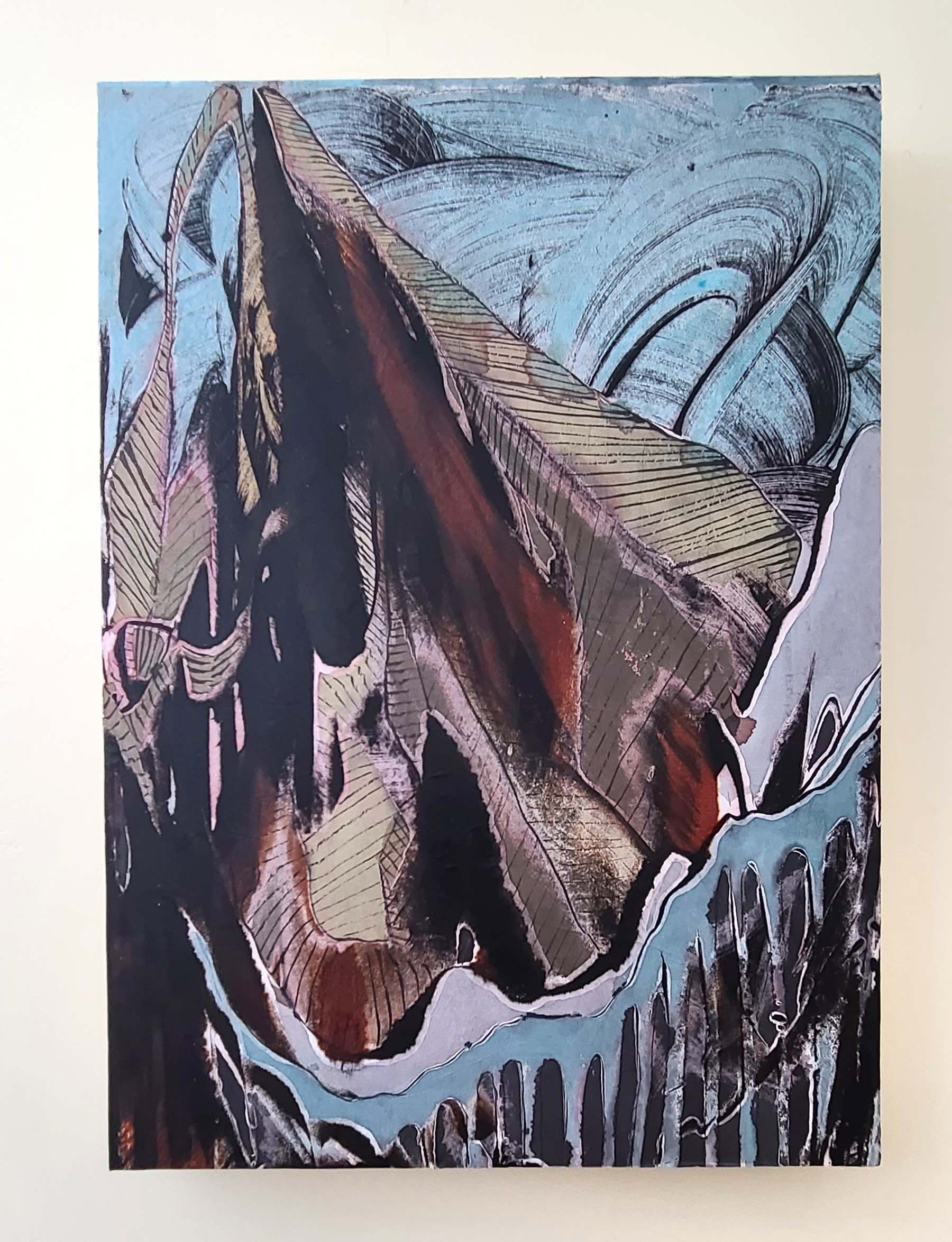Mountain Scapes #2 Encaustic Monotype Original 24X16 Fine Art Elizabeth Schowachert Art